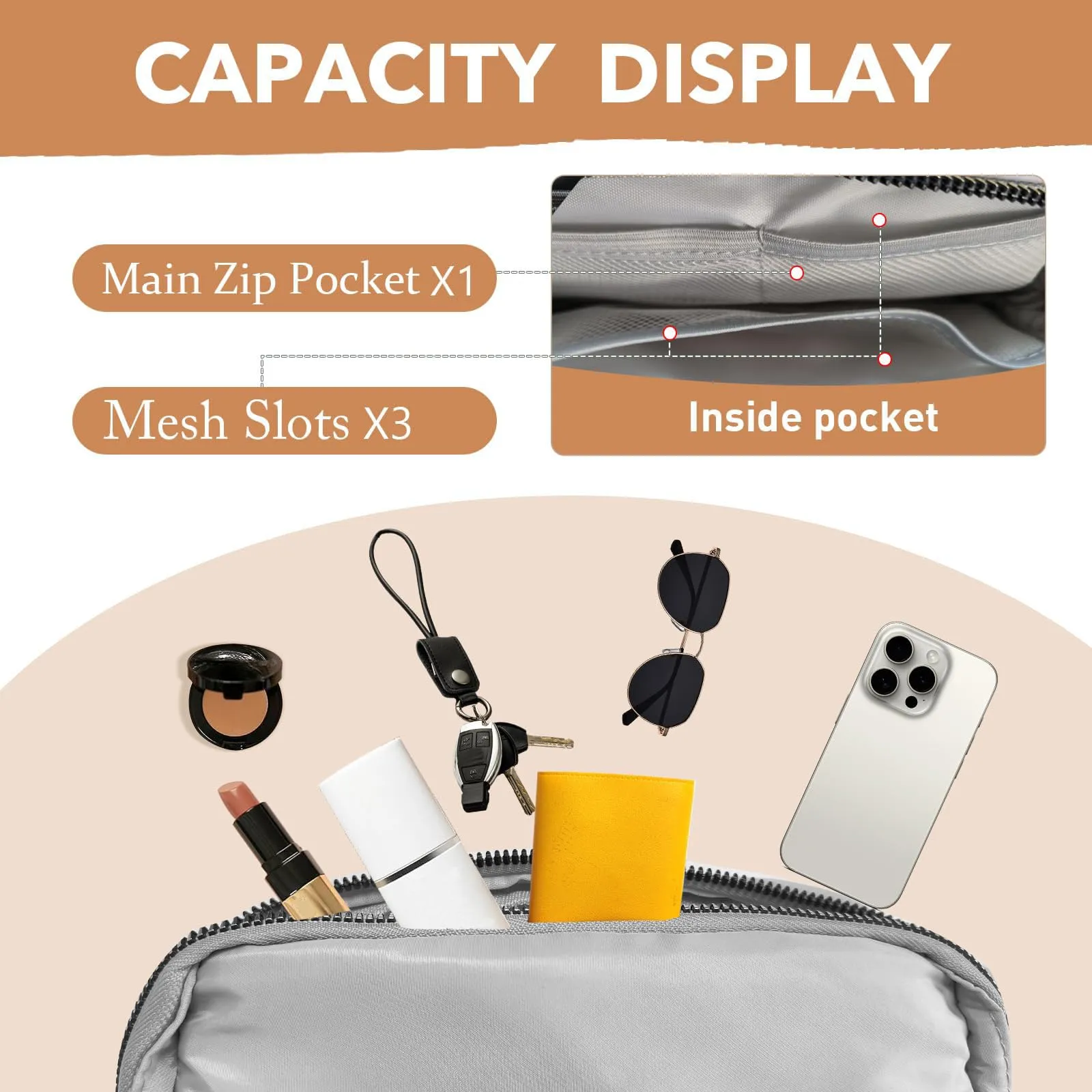JENCVNL Marsupio per Donna Uomo, Marsupio alla moda per donna Piccola borsa a tracolla Marsupio leggero con tracolla regolabile per corsa Escursionismo Allenamento Viaggi (Grigio) - immagine 5