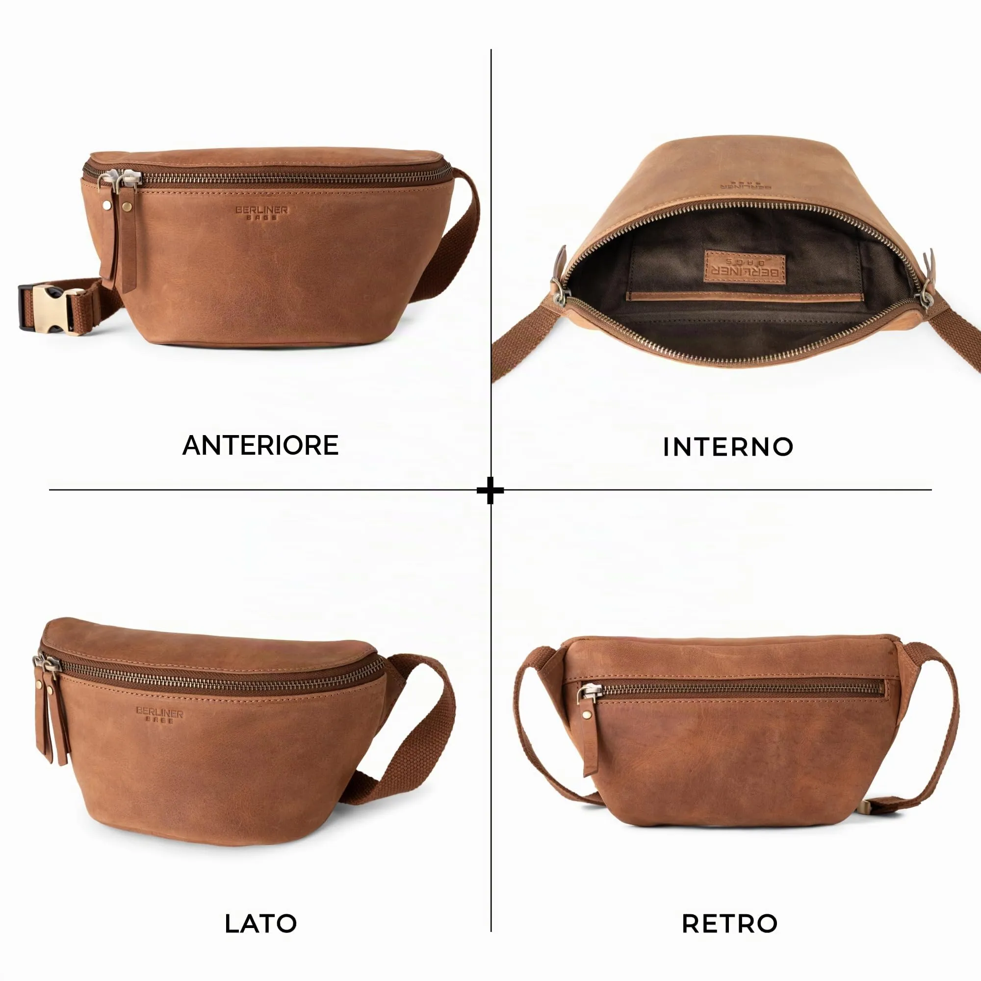 Berliner Bags Marsupio Noah Donna Elegante Uomo Borsa Tracolla Vera Pelle - immagine 6