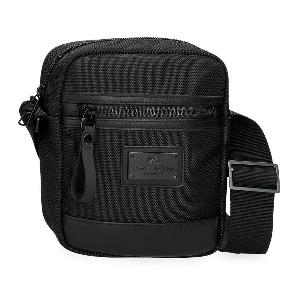 Pepe Jeans Blackmore Borsa a tracolla piccola nera 15 x 19,5 x 6 cm Poliestere con dettagli in pelle sintetica 1,76 L by Joumma Bags, Nero, Taglia unica, Borsa a tracolla piccola - immagine 1