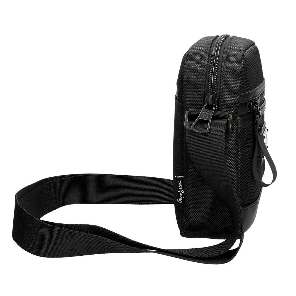 Pepe Jeans Blackmore Borsa a tracolla piccola nera 15 x 19,5 x 6 cm Poliestere con dettagli in pelle sintetica 1,76 L by Joumma Bags, Nero, Taglia unica, Borsa a tracolla piccola - immagine 2