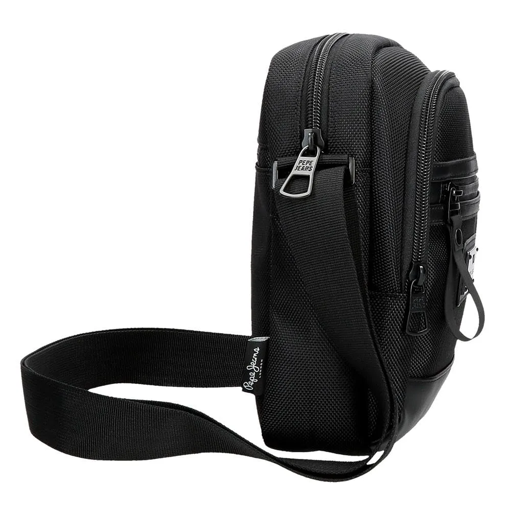 Pepe Jeans Blackmore Borsa a tracolla a due scomparti nero 17 x 22 x 8 cm Poliestere con dettagli in pelle sintetica 2,99 L by Joumma Bags, Nero, Taglia unica, Borsa a tracolla a due scomparti - immagine 2