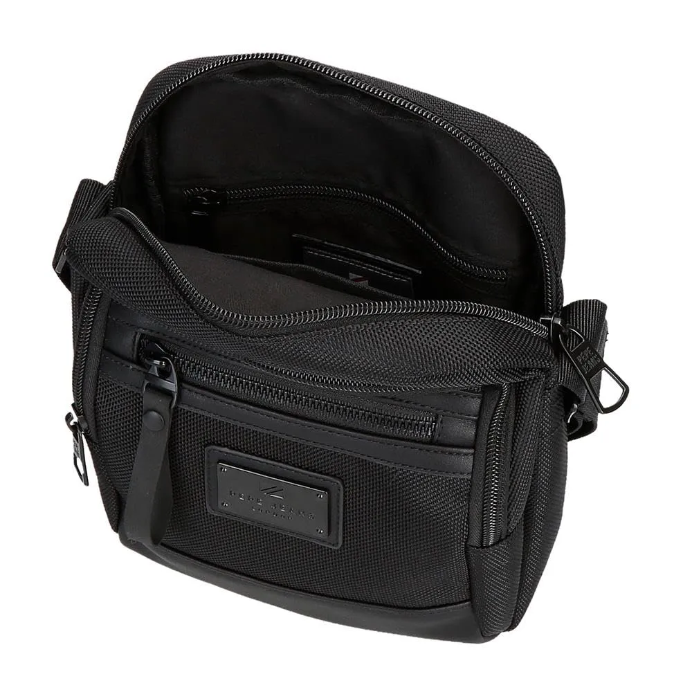 Pepe Jeans Blackmore Borsa a tracolla a due scomparti nero 17 x 22 x 8 cm Poliestere con dettagli in pelle sintetica 2,99 L by Joumma Bags, Nero, Taglia unica, Borsa a tracolla a due scomparti - immagine 4