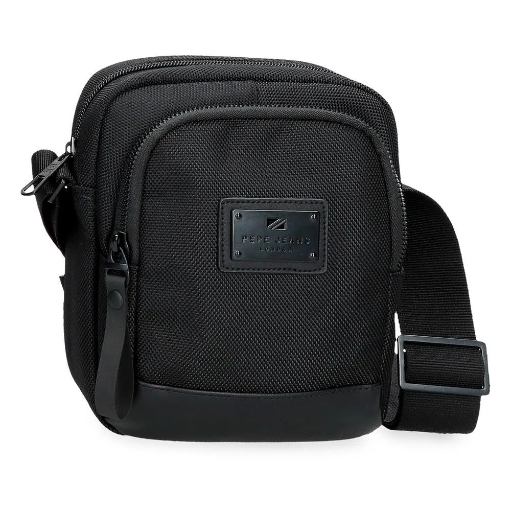 Pepe Jeans Blackmore Borsa a tracolla piccola nera 15 x 19,5 x 6 cm Poliestere con dettagli in pelle sintetica 1,76 L by Joumma Bags, Nero, Taglia unica, Borsa a tracolla piccola - immagine 1
