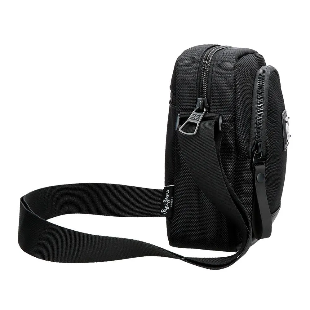 Pepe Jeans Blackmore Borsa a tracolla piccola nera 15 x 19,5 x 6 cm Poliestere con dettagli in pelle sintetica 1,76 L by Joumma Bags, Nero, Taglia unica, Borsa a tracolla piccola - immagine 2