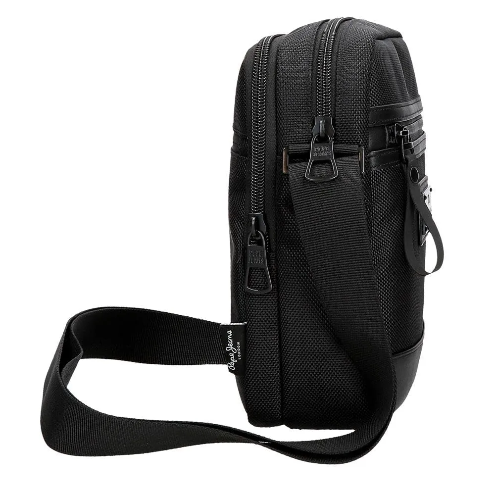 Pepe Jeans Blackmore Borsa a tracolla media nera 17 x 22 x 7,5 cm Poliestere con dettagli in pelle sintetica 1,16 L by Joumma Bags, Nero, Taglia unica, Tracolla media - immagine 2