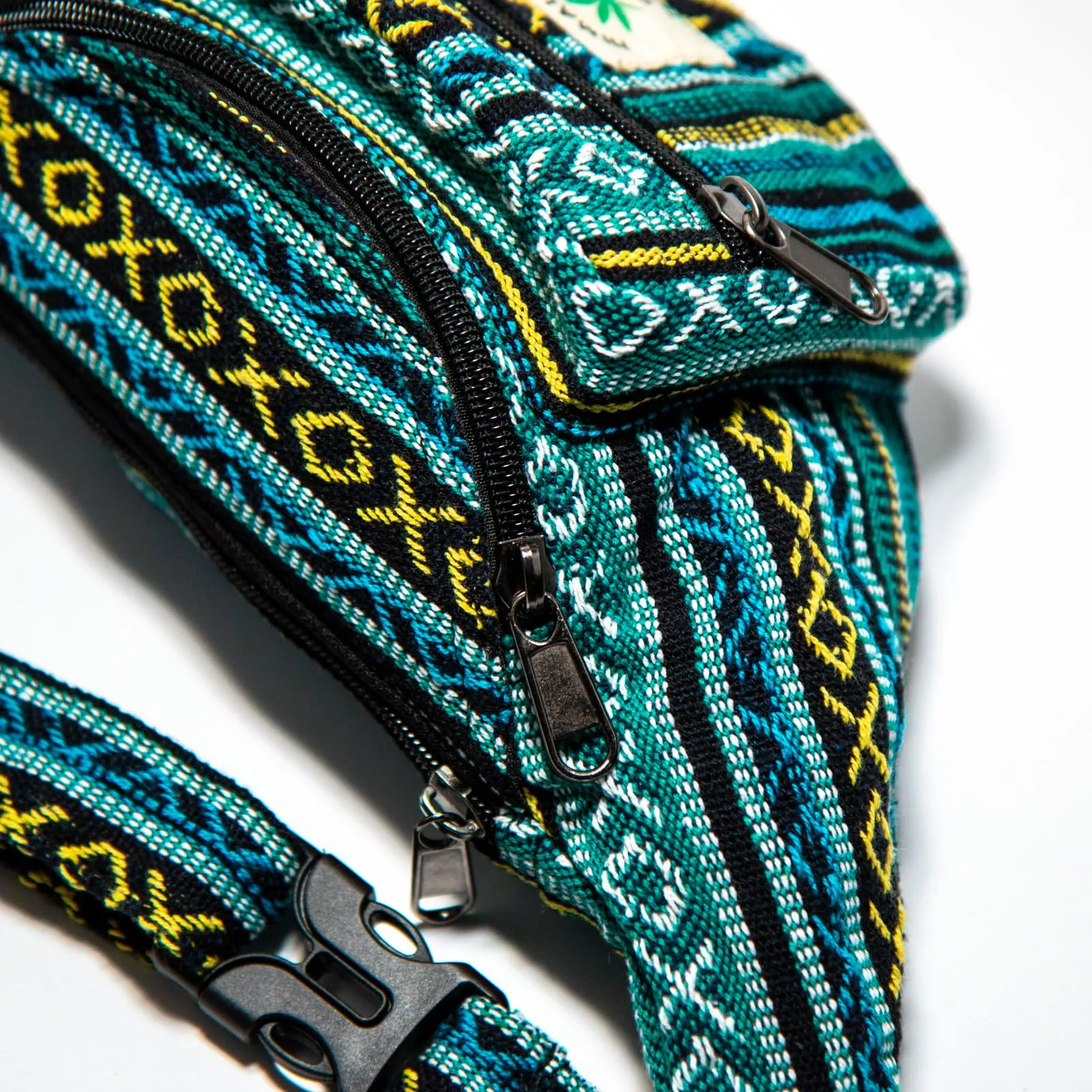 Marsupio Himalayan Hemp, ogni marsupio è un pezzo unico con stile, hipbag sostenibile in canapa, realizzato a mano in Nepal, turchese, s - immagine 2