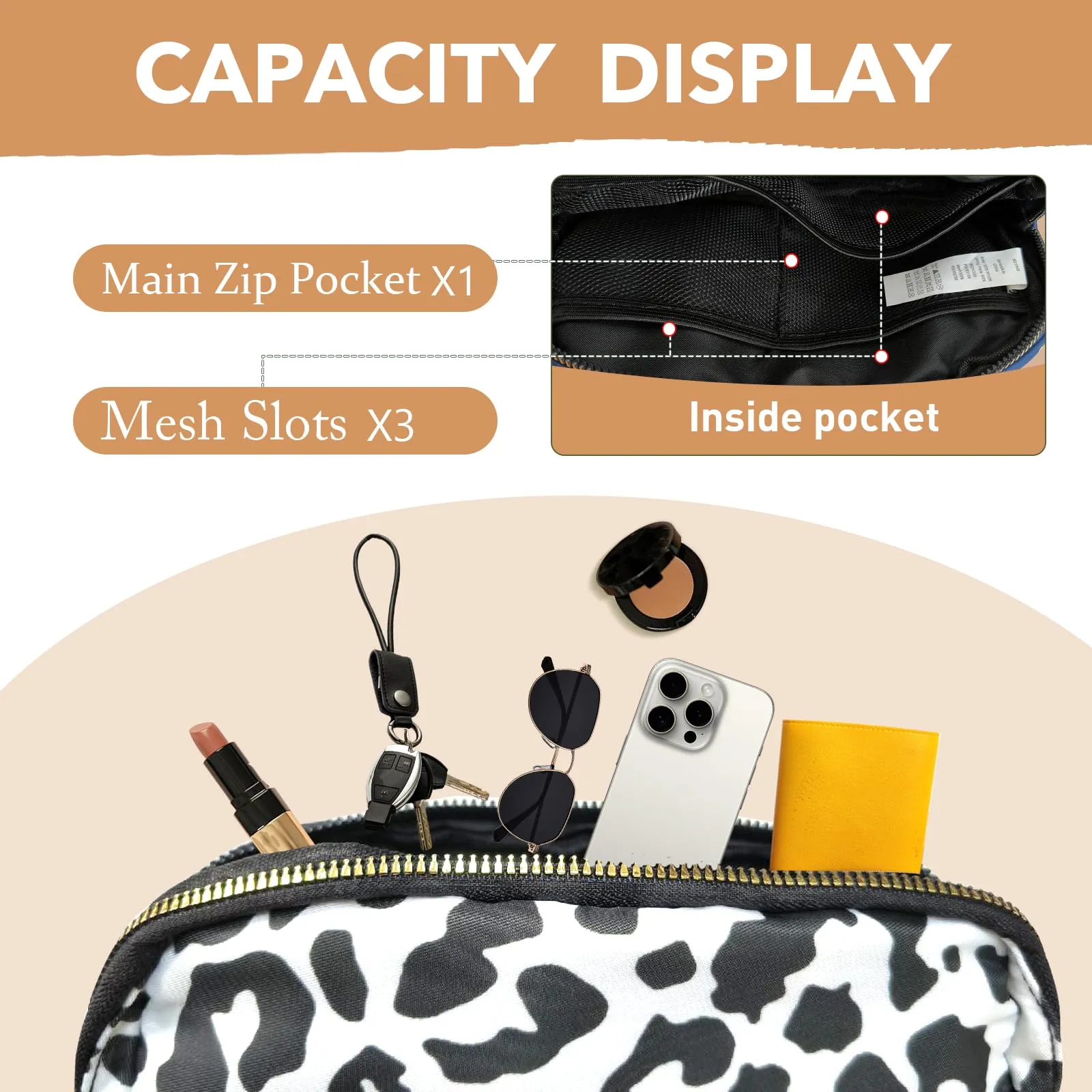 JENCVNL Marsupio per Donna Uomo, Marsupio alla moda per donna Piccola borsa a tracolla Marsupio leggero con tracolla regolabile per corsa Escursionismo Allenamento Viaggi (Leopardo Nero) - immagine 4