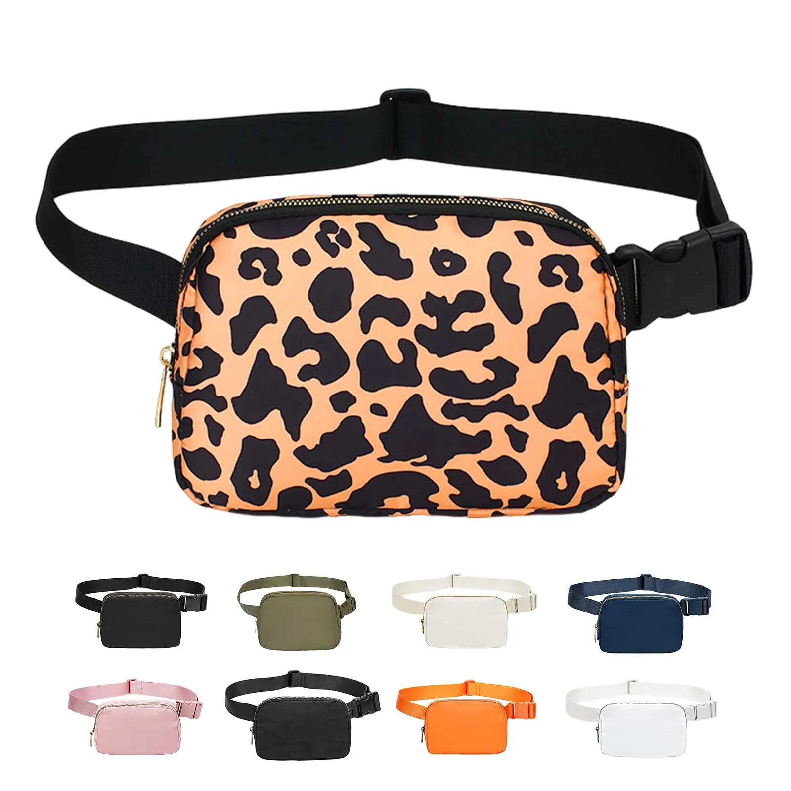 JENCVNL Marsupio per Donna Uomo, Marsupio alla moda per donna Piccola borsa a tracolla Marsupio leggero con tracolla regolabile per corsa Escursionismo Allenamento Viaggi (Leopardo Giallo) - immagine 1