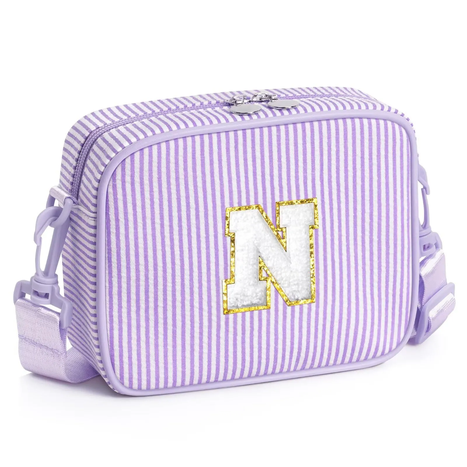 YOOLIFE Borsa a tracolla con lettere per bambine, regalo per bambine da 3, 4, 5, 6, 7, 8, 9, 10, 11, 12 anni, regalo di compleanno personalizzato per adolescenti, sorelle, nipote, Lilla, N - immagine 1