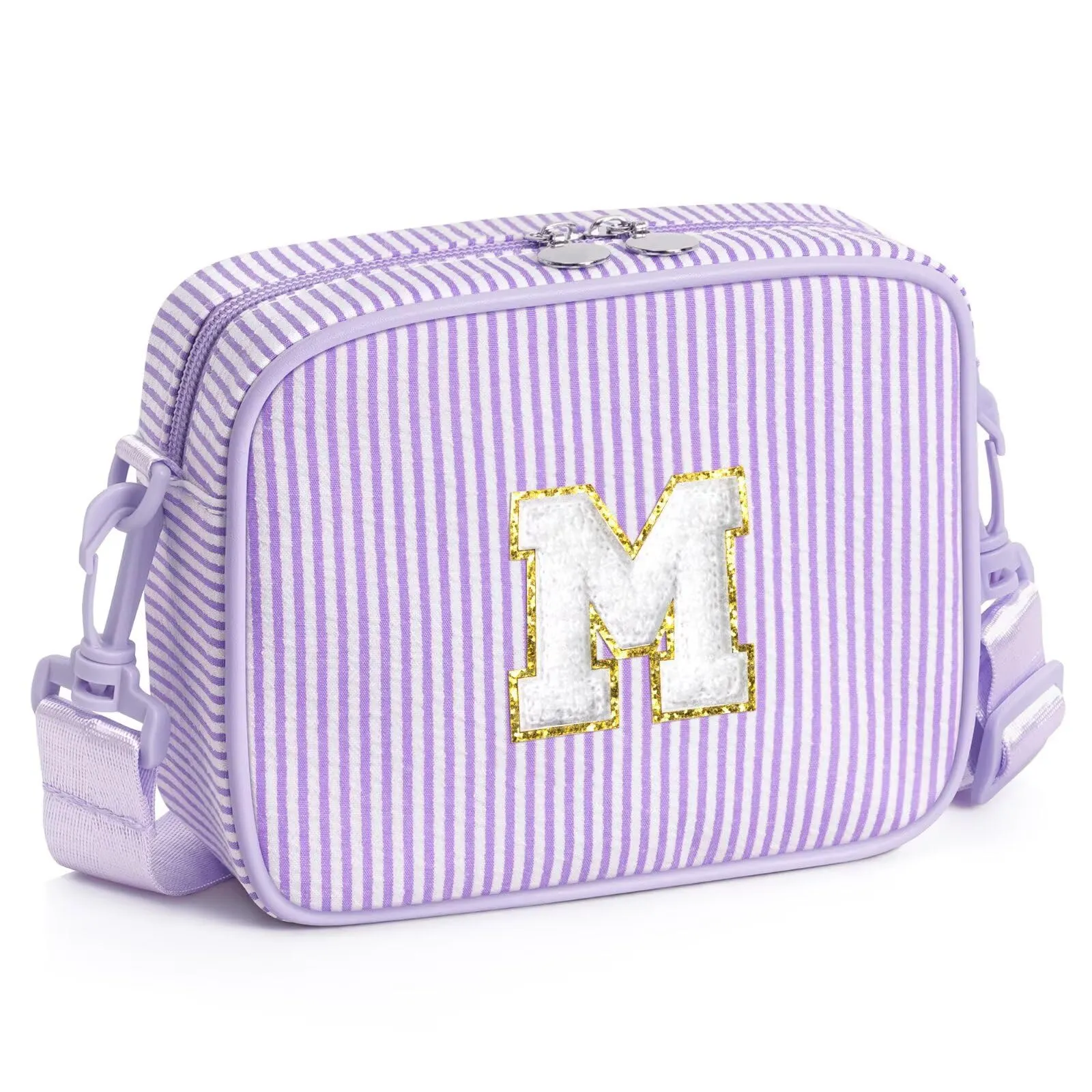 YOOLIFE Borsa a tracolla con lettere per bambine, regalo per bambine da 3, 4, 5, 6, 7, 8, 9, 10, 11, 12 anni, regalo di compleanno personalizzato per adolescenti, sorelle, nipote, Lilla, M - immagine 1