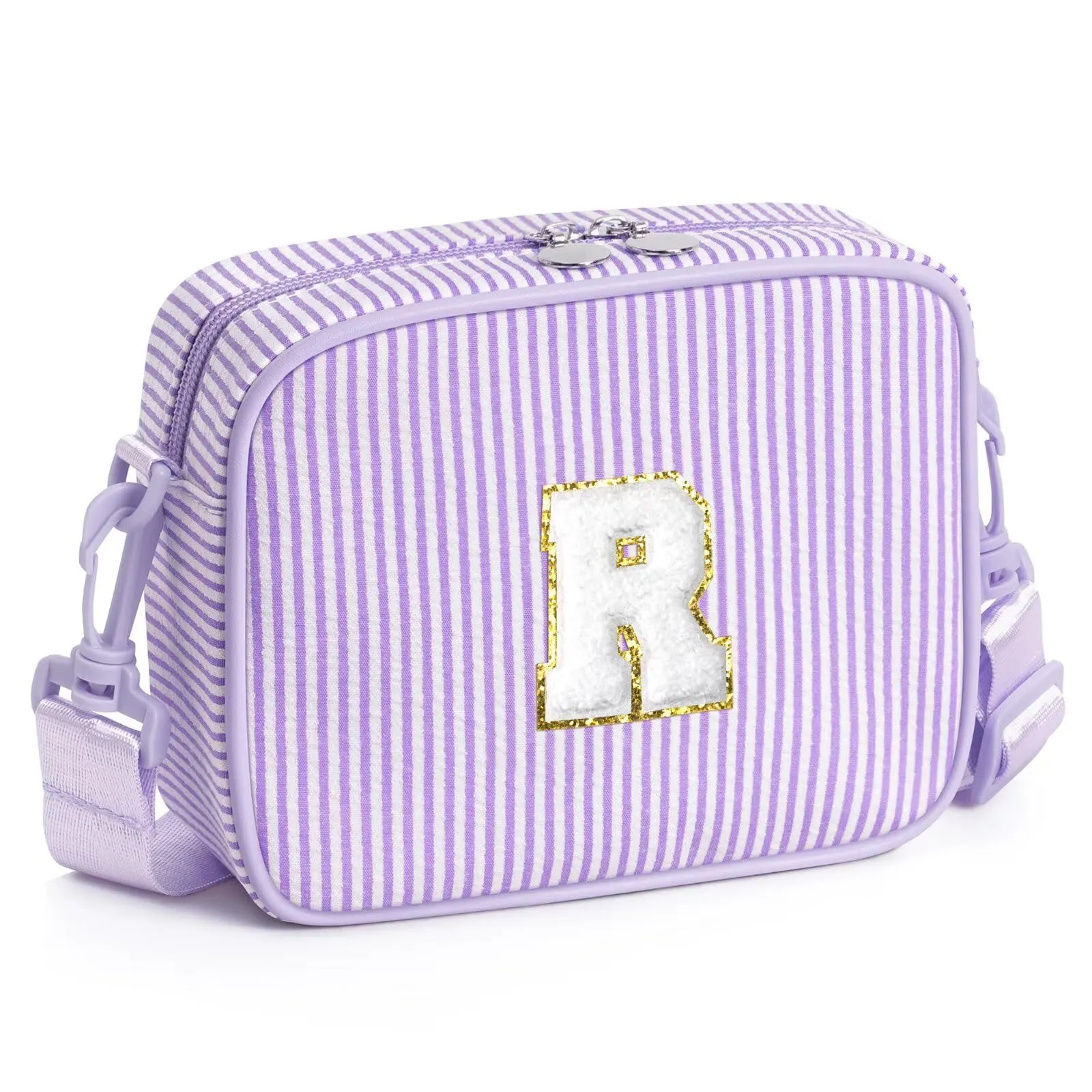 YOOLIFE Borsa a tracolla con lettere per bambine, regalo per bambine da 3, 4, 5, 6, 7, 8, 9, 10, 11, 12 anni, regalo di compleanno personalizzato per adolescenti, sorelle, nipote, Lilla, R - immagine 1