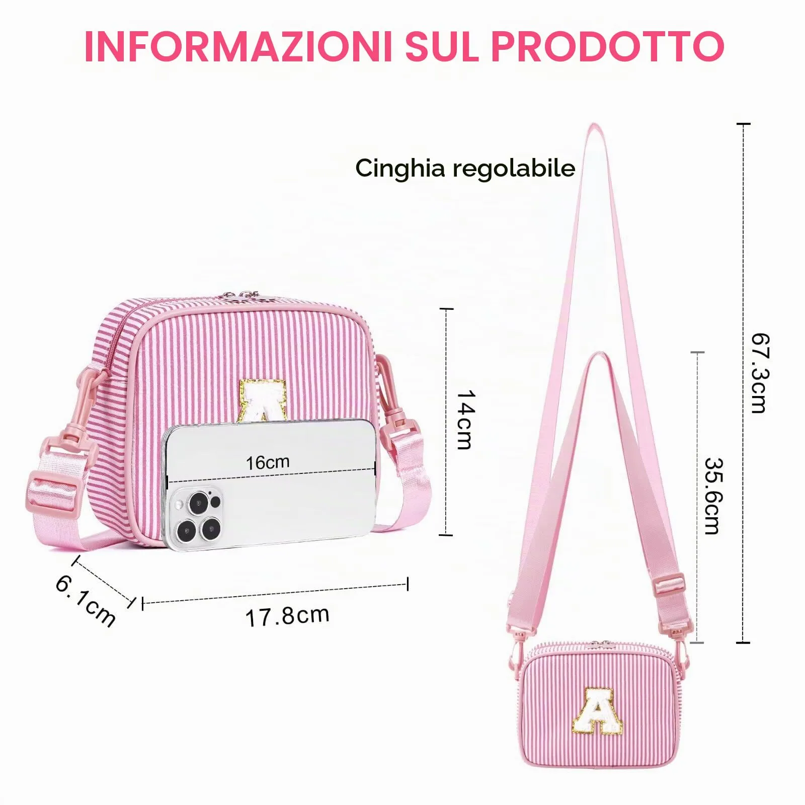 YOOLIFE Borsa a tracolla con lettere per bambine, regalo per bambine da 3, 4, 5, 6, 7, 8, 9, 10, 11, 12 anni, regalo di compleanno personalizzato per adolescenti, sorelle, nipote, Lilla, G - immagine 4