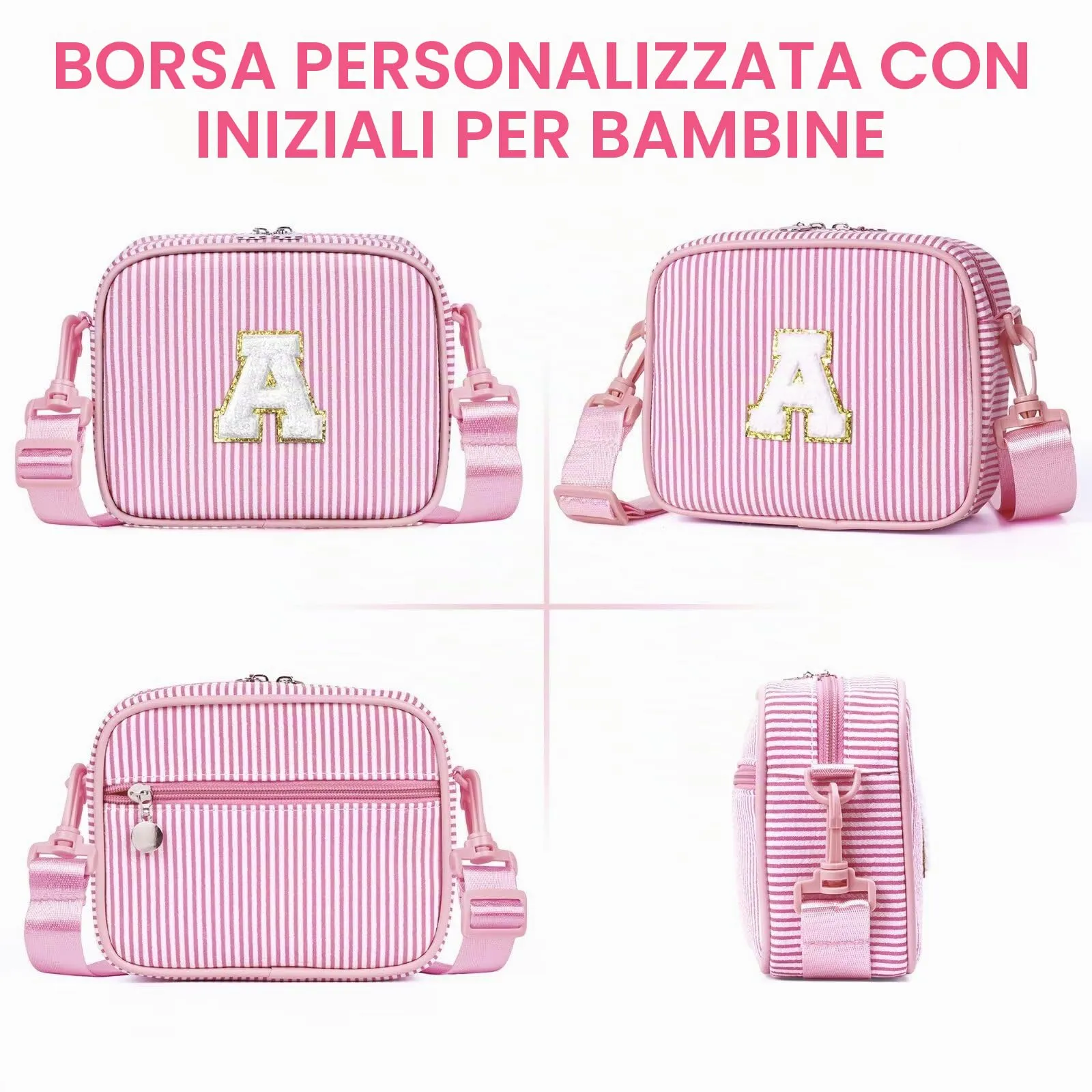 YOOLIFE Borsa a tracolla con lettere per bambine, regalo per bambine da 3, 4, 5, 6, 7, 8, 9, 10, 11, 12 anni, regalo di compleanno personalizzato per adolescenti, sorelle, nipote, Lilla, G - immagine 5