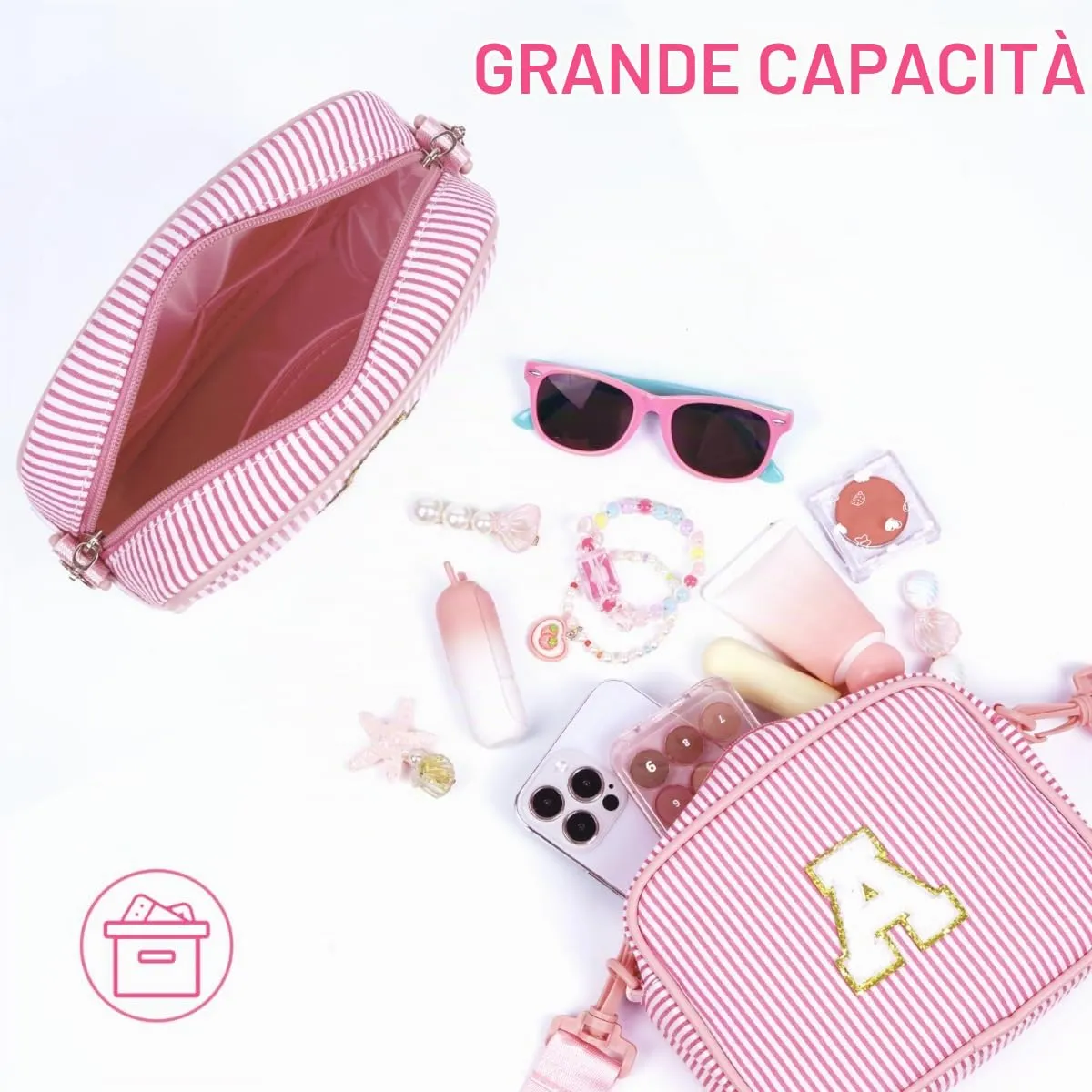 YOOLIFE Borsa a tracolla con lettere per bambine, regalo per bambine da 3, 4, 5, 6, 7, 8, 9, 10, 11, 12 anni, regalo di compleanno personalizzato per adolescenti, sorelle, nipote, Lilla, G - immagine 7