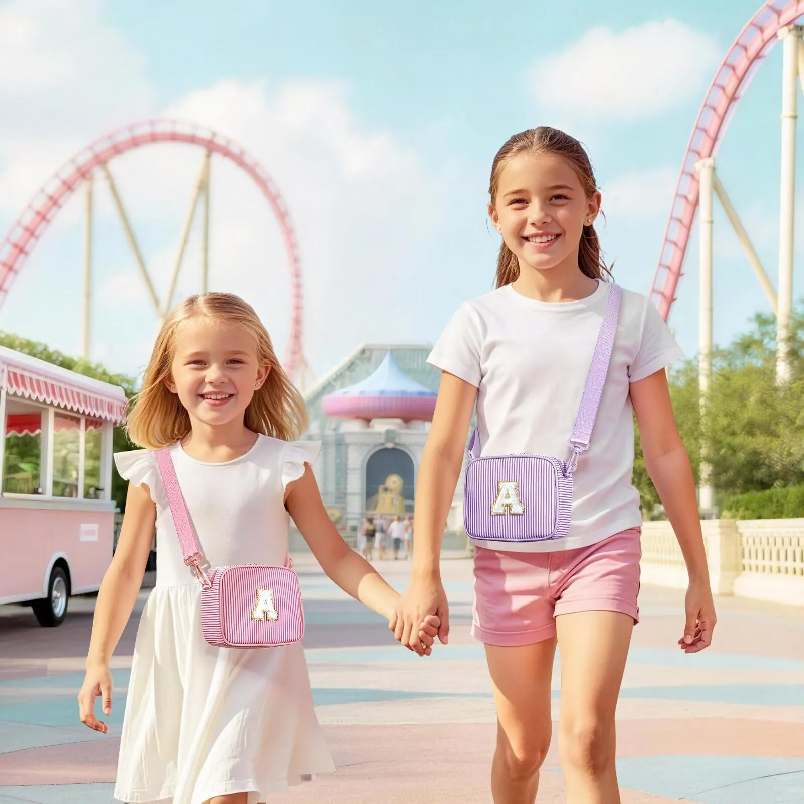 YOOLIFE Borsa a tracolla con lettere per bambine da 3, 4, 5, 6, 7, 8, 9, 10 anni, regalo di compleanno personalizzato per adolescenti, sorelle, nipote, Colore: rosa., W, Classico - immagine 2