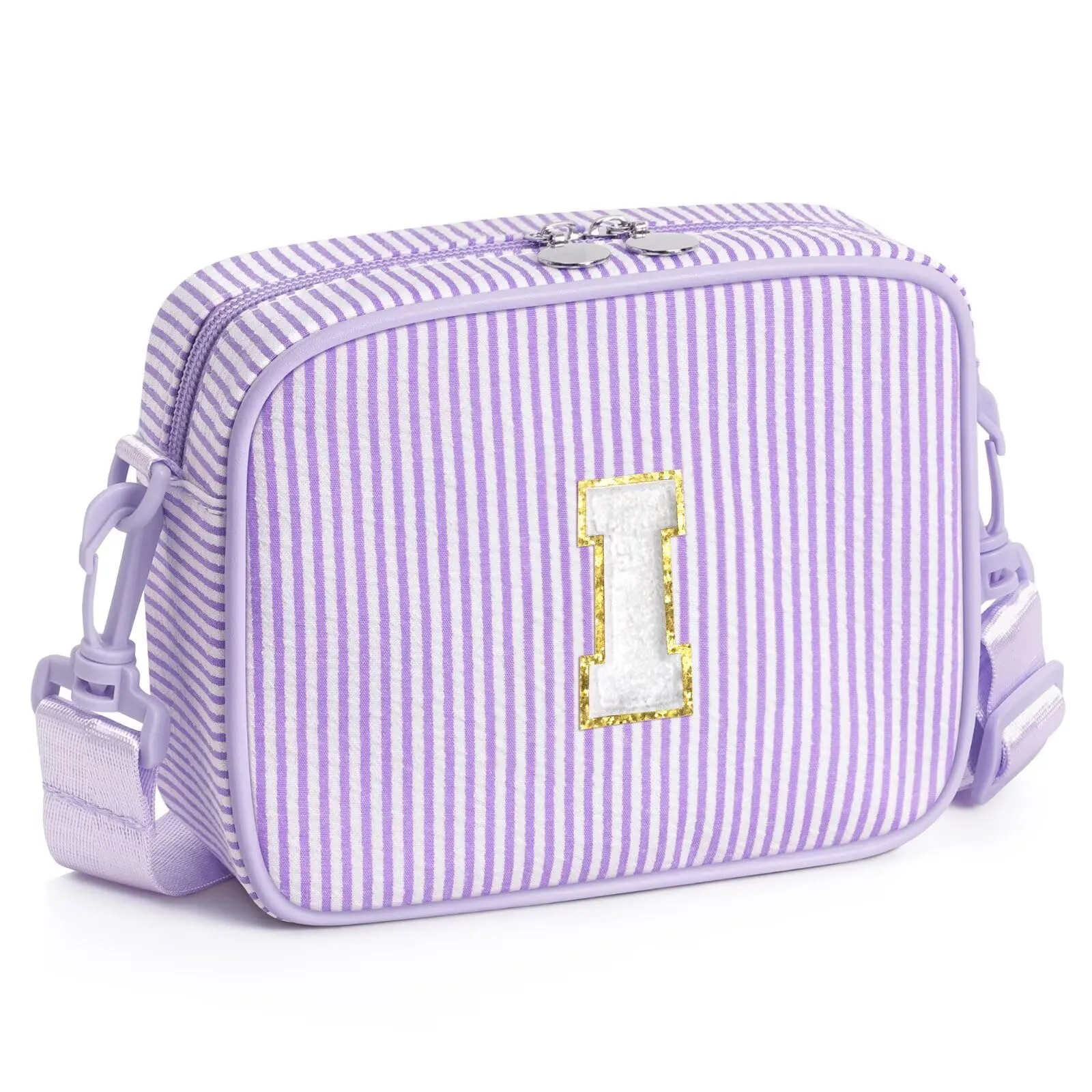 YOOLIFE Borsa a tracolla con lettere per bambine da 3, 4, 5, 6, 7, 8, 9, 10 anni, regalo di compleanno personalizzato per adolescenti, sorelle, nipote, Lilla, I, Classico - immagine 1