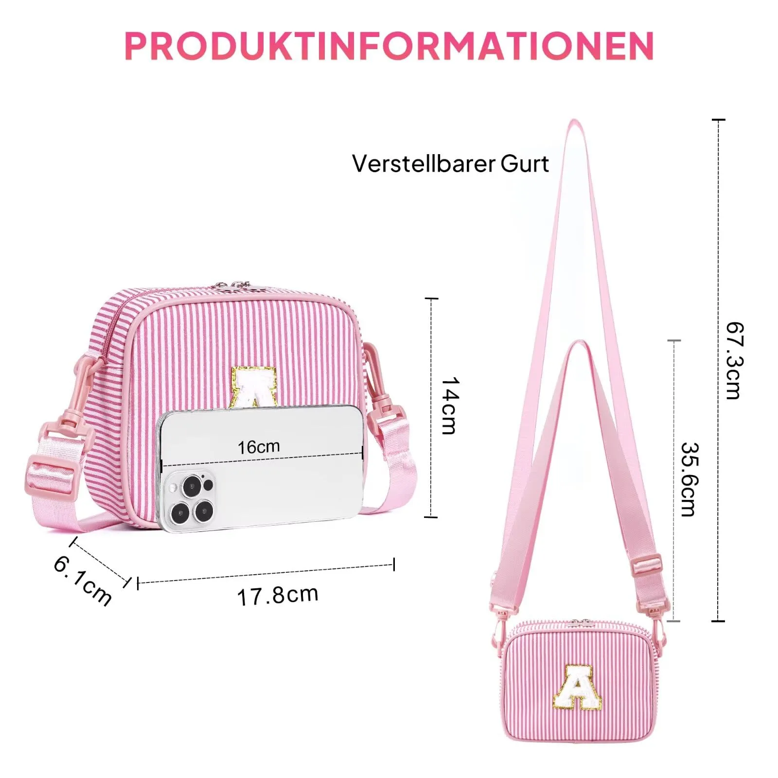 YOOLIFE Borsa a tracolla con lettere per bambine da 3, 4, 5, 6, 7, 8, 9, 10 anni, regalo di compleanno personalizzato per adolescenti, sorelle, nipote, Lilla, I, Classico - immagine 4