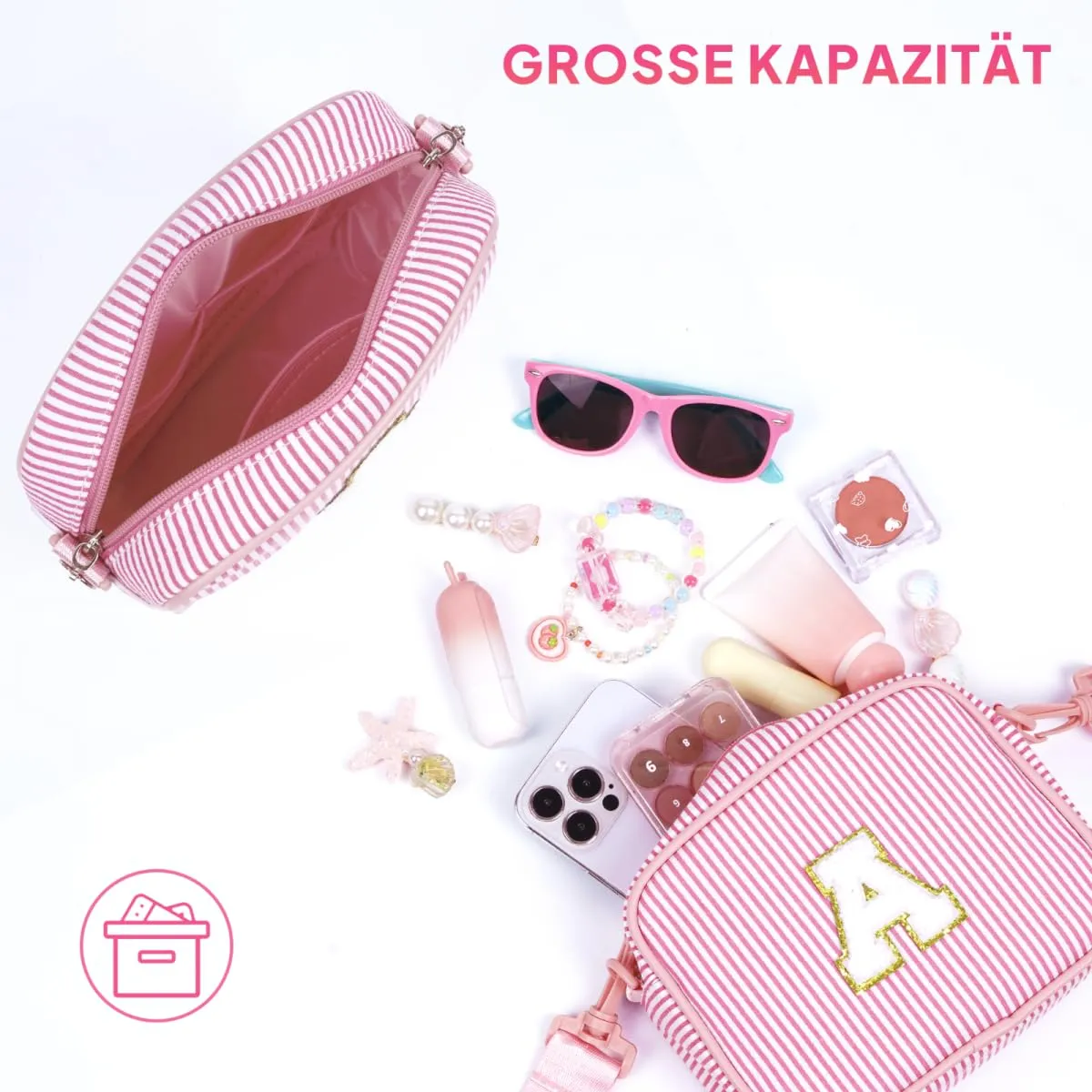 YOOLIFE Borsa a tracolla per bambina, borsa da cintura, borsa da cintura, borsa - regali per ragazze e bambini, Colore: rosa., H - immagine 7