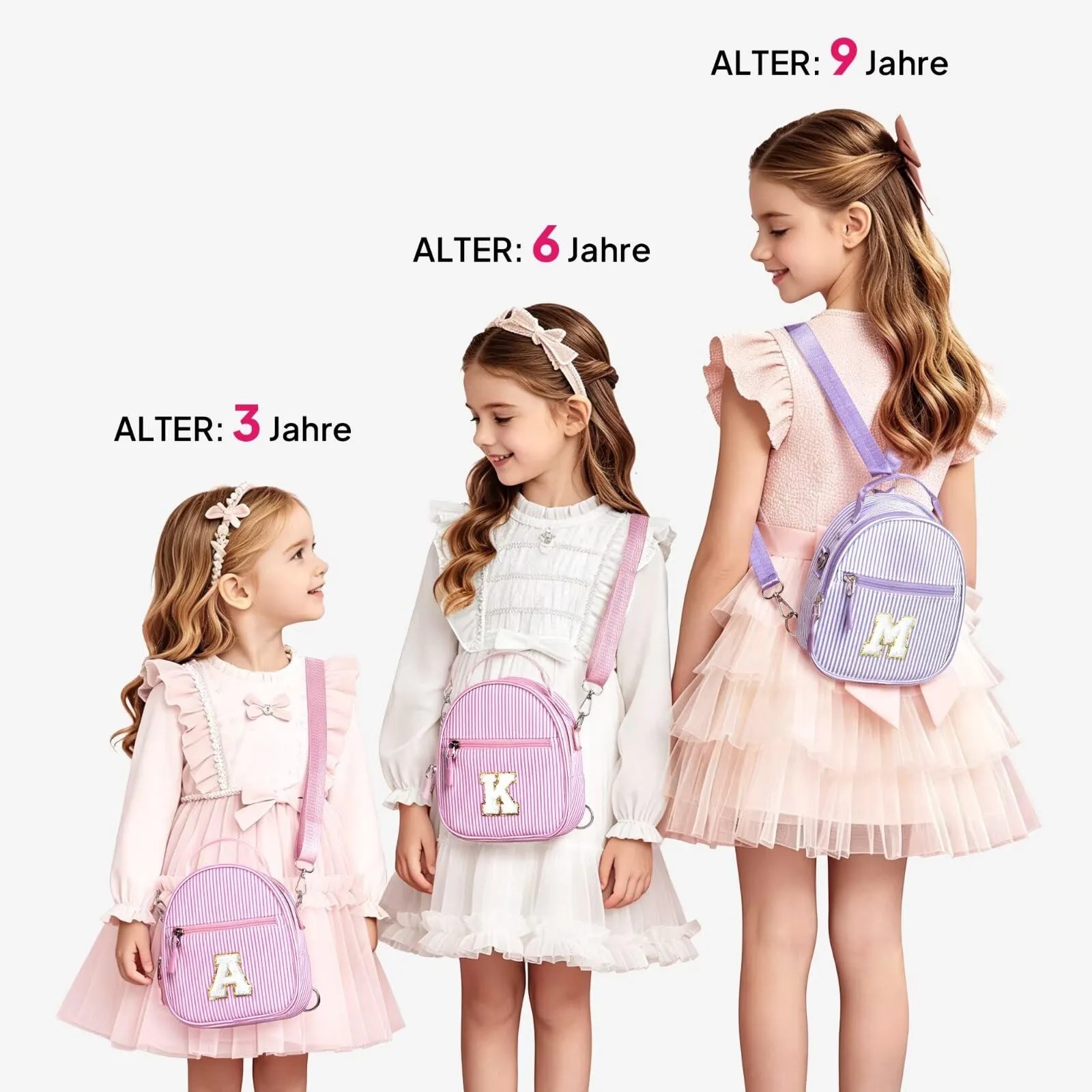 YOOLIFE Borsa regalo per bambine da 3 4 5 6 7 8 9 10 11 12 anni – Borsa a tracolla per bambini con lettere, regalo di compleanno per adolescenti, sorelle, nipote, Colore: rosa., N - immagine 2
