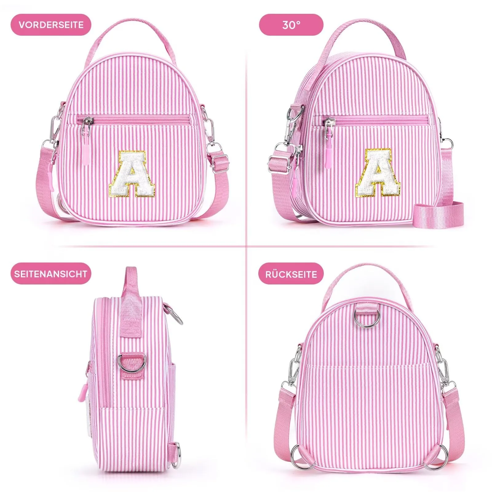 YOOLIFE Borsa regalo per bambine da 3 4 5 6 7 8 9 10 11 12 anni – Borsa a tracolla per bambini con lettere, regalo di compleanno per adolescenti, sorelle, nipote, Colore: rosa., E - immagine 6