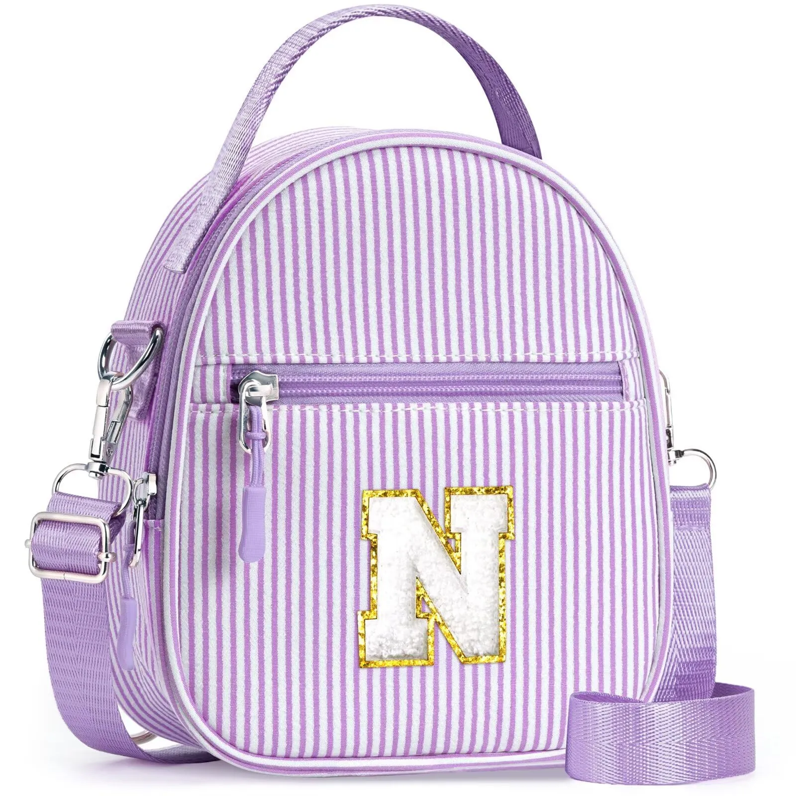 YOOLIFE Borsa regalo per bambine da 3 4 5 6 7 8 9 10 11 12 anni – Borsa a tracolla per bambini con lettere, regalo di compleanno per adolescenti, sorelle, nipote, Lilla, N - immagine 1