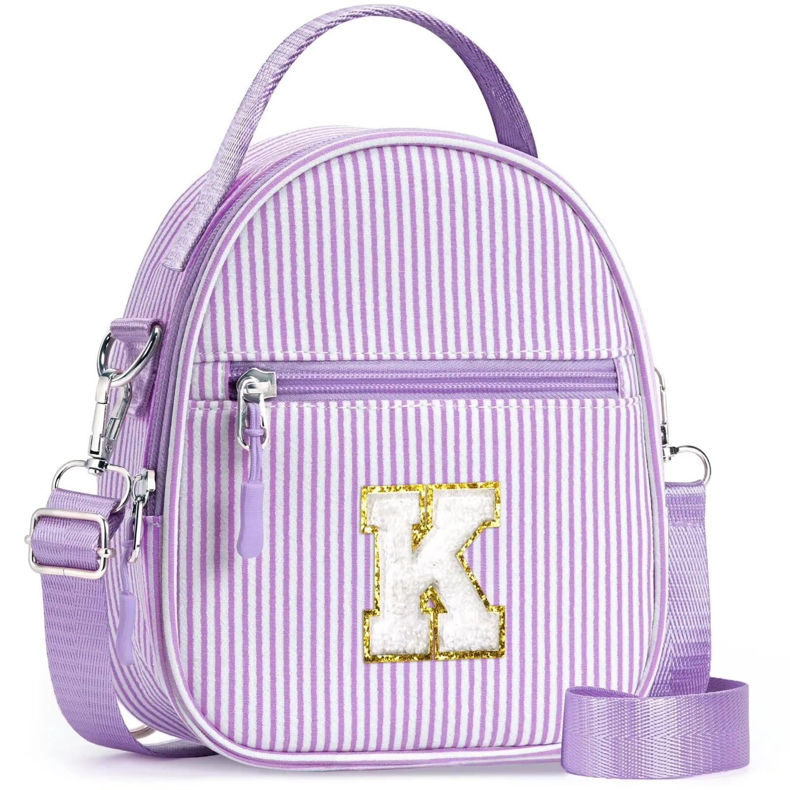 YOOLIFE Borsa regalo per bambine da 3 4 5 6 7 8 9 10 11 12 anni – Borsa a tracolla per bambini con lettere, regalo di compleanno per adolescenti, sorelle, nipote, Lilla, K - immagine 1