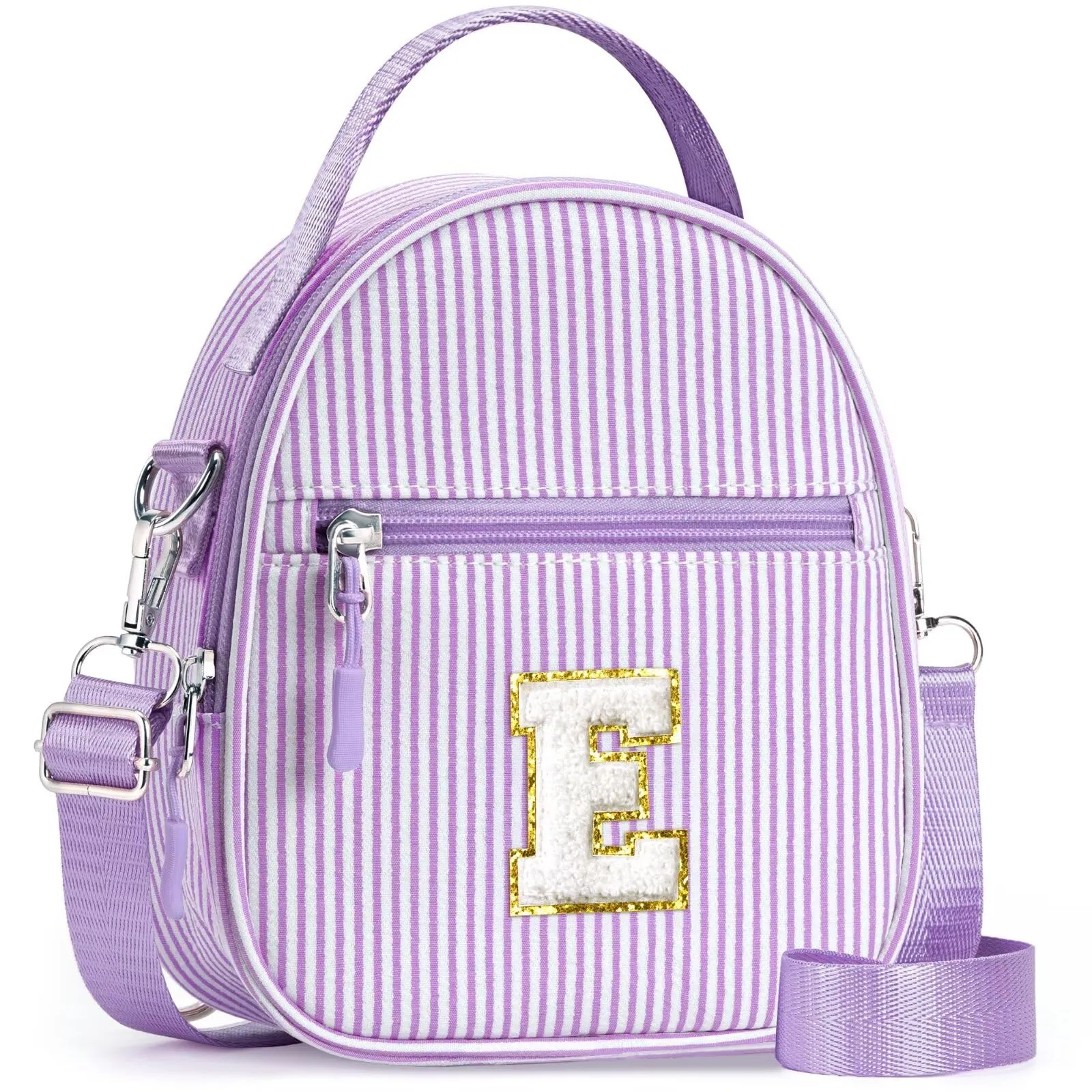 YOOLIFE Borsa regalo per bambine da 3 4 5 6 7 8 9 10 11 12 anni – Borsa a tracolla per bambini con lettere, regalo di compleanno per adolescenti, sorelle, nipote, Lilla, E - immagine 1
