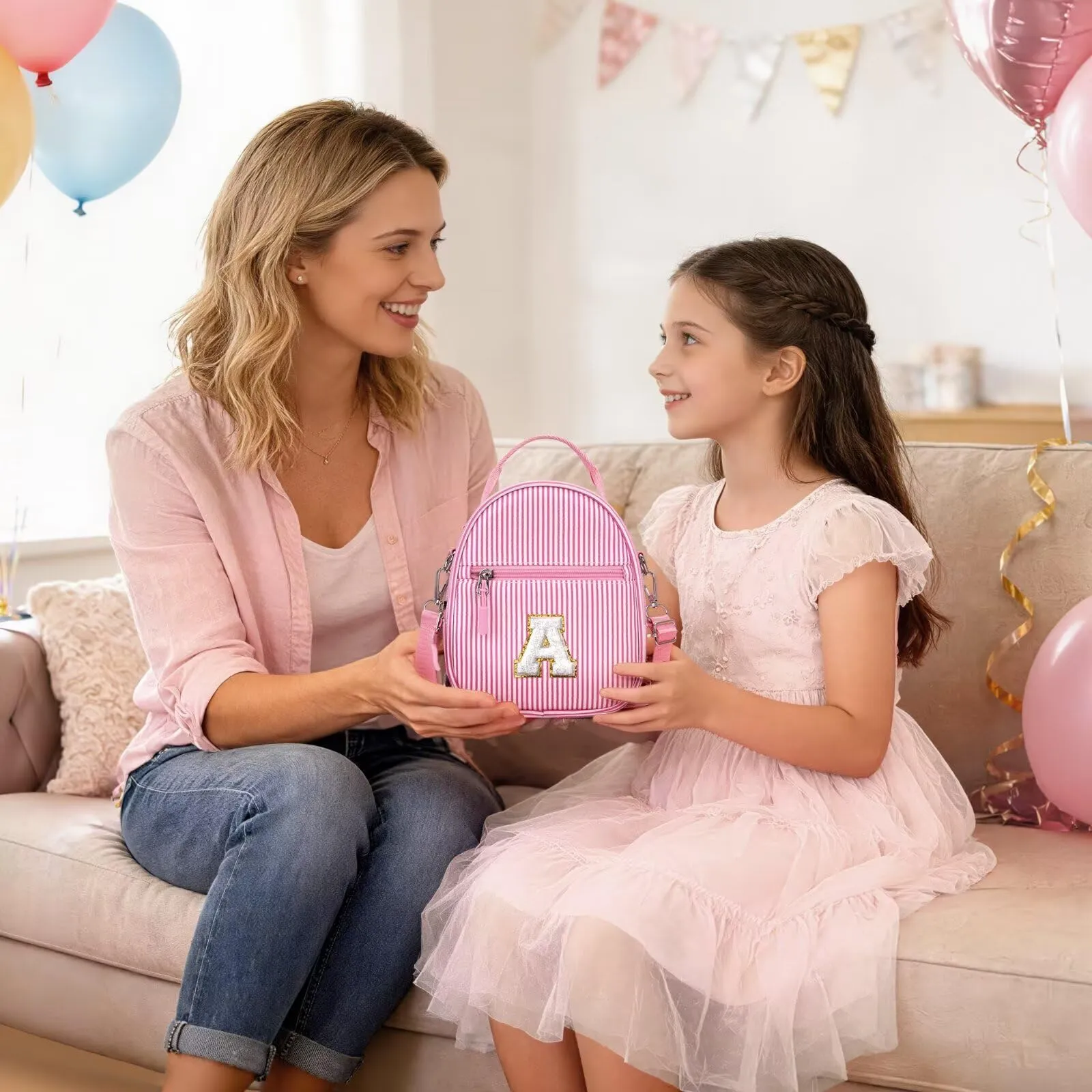 YOOLIFE Borsa regalo per bambine da 3 4 5 6 7 8 9 10 11 12 anni – Borsa a tracolla per bambini con lettere, regalo di compleanno per adolescenti, sorelle, nipote, Colore: rosa., D - immagine 2