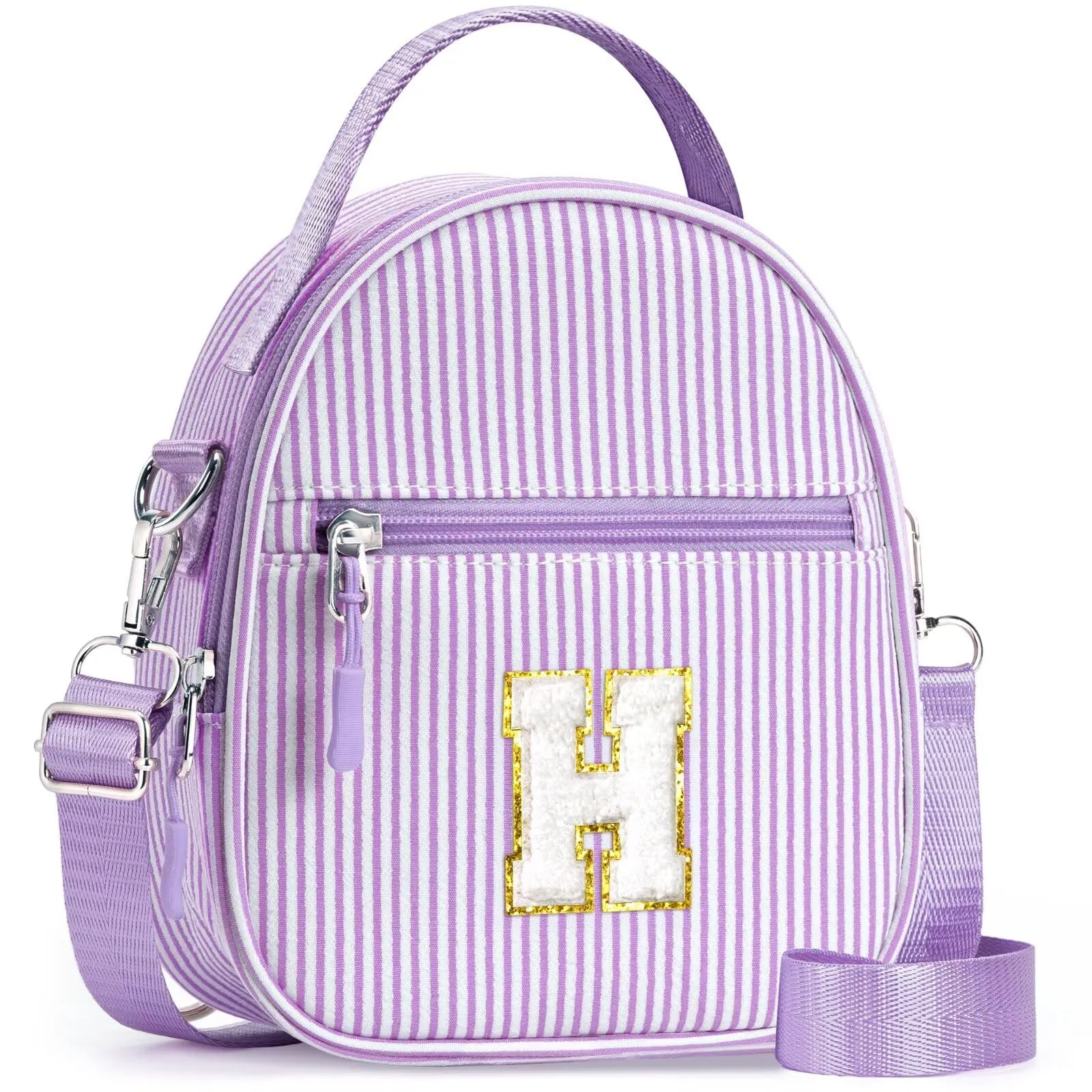 YOOLIFE Borsa regalo per bambine da 3 4 5 6 7 8 9 10 11 12 anni – Borsa a tracolla per bambini con lettere, regalo di compleanno per adolescenti, sorelle, nipote, Lilla, H - immagine 1