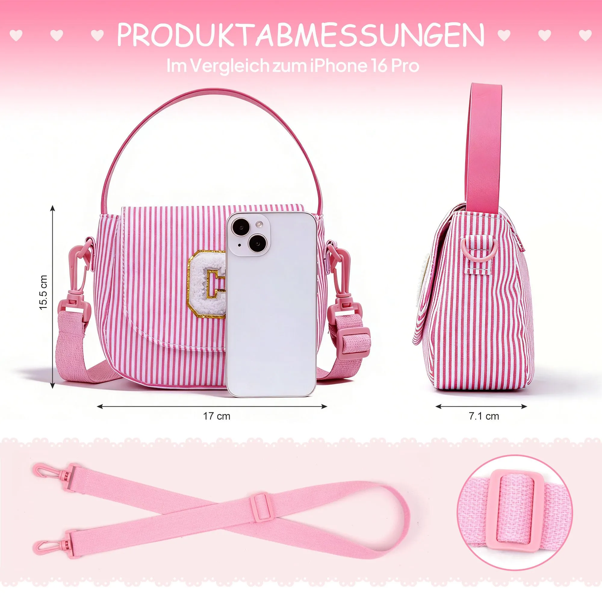 YOOLIFE Borsa a tracolla da ragazza, borsa a tracolla per bambini, Lilla, E - immagine 6