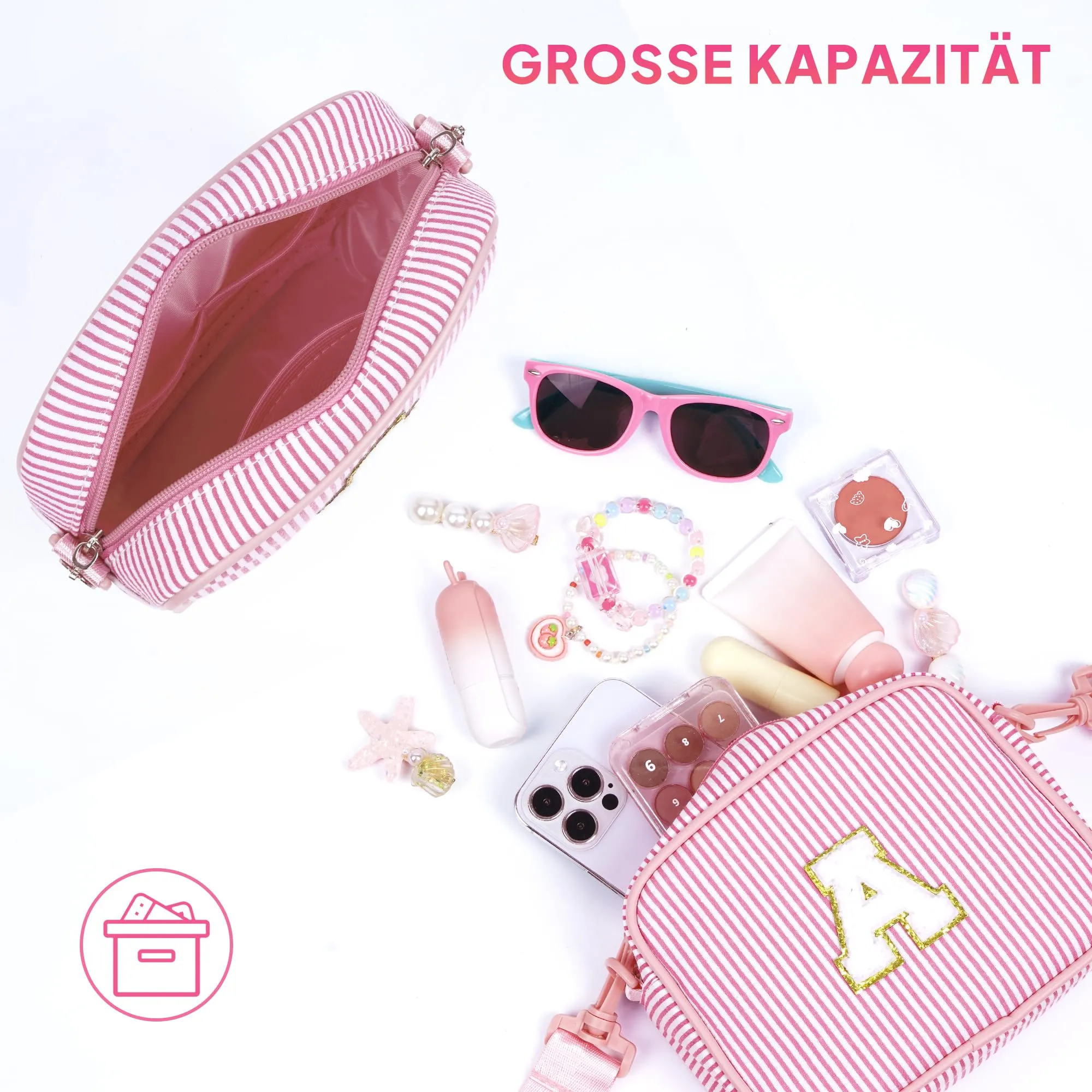 YOOLIFE Borsa a tracolla con lettere per bambine da 3, 4, 5, 6, 7, 8, 9, 10 anni, regalo di compleanno personalizzato per adolescenti, sorelle, nipote, Blu, B, Classico - immagine 7