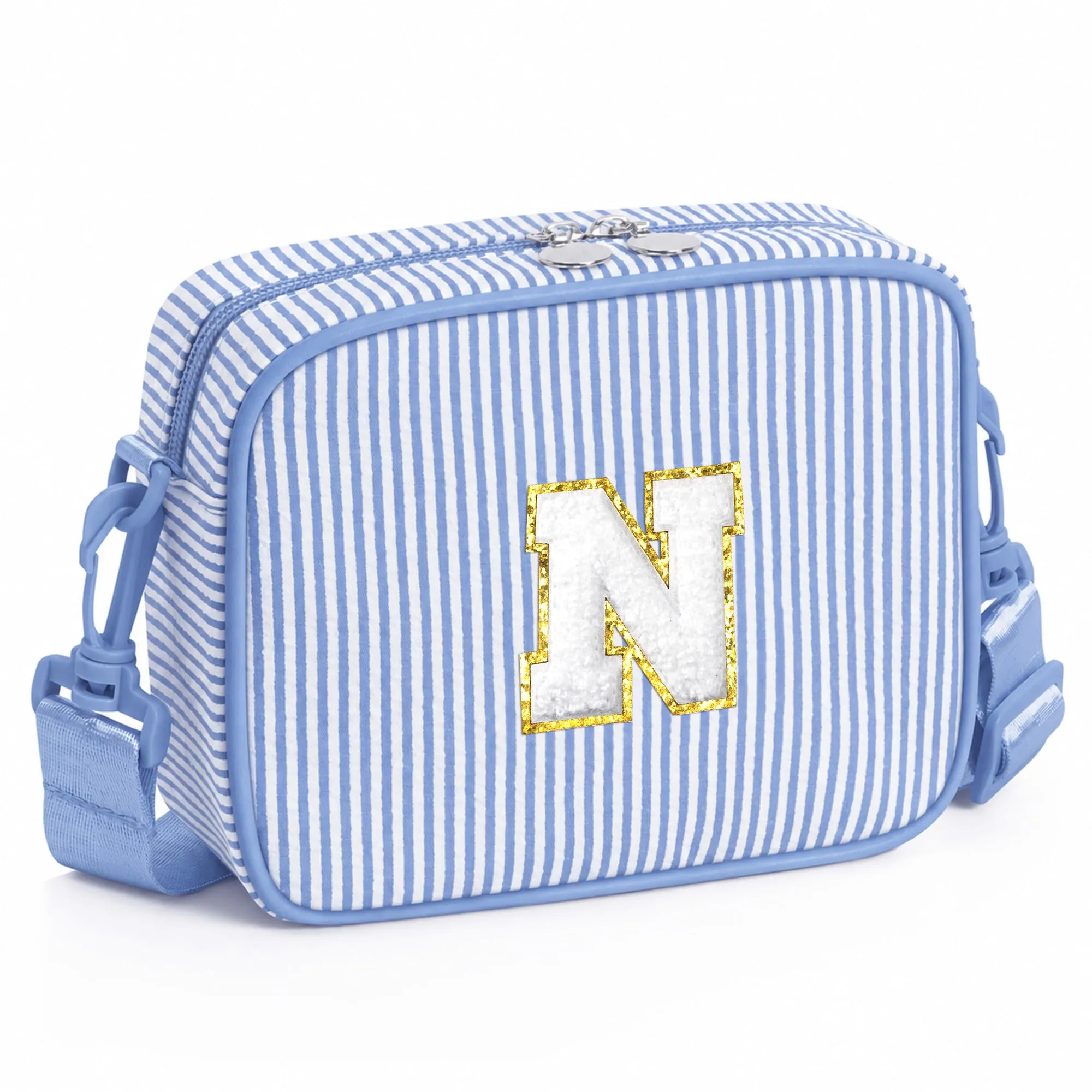 YOOLIFE Borsa a tracolla con lettere per bambine da 3, 4, 5, 6, 7, 8, 9, 10 anni, regalo di compleanno personalizzato per adolescenti, sorelle, nipote, Blu, N, Classico - immagine 1