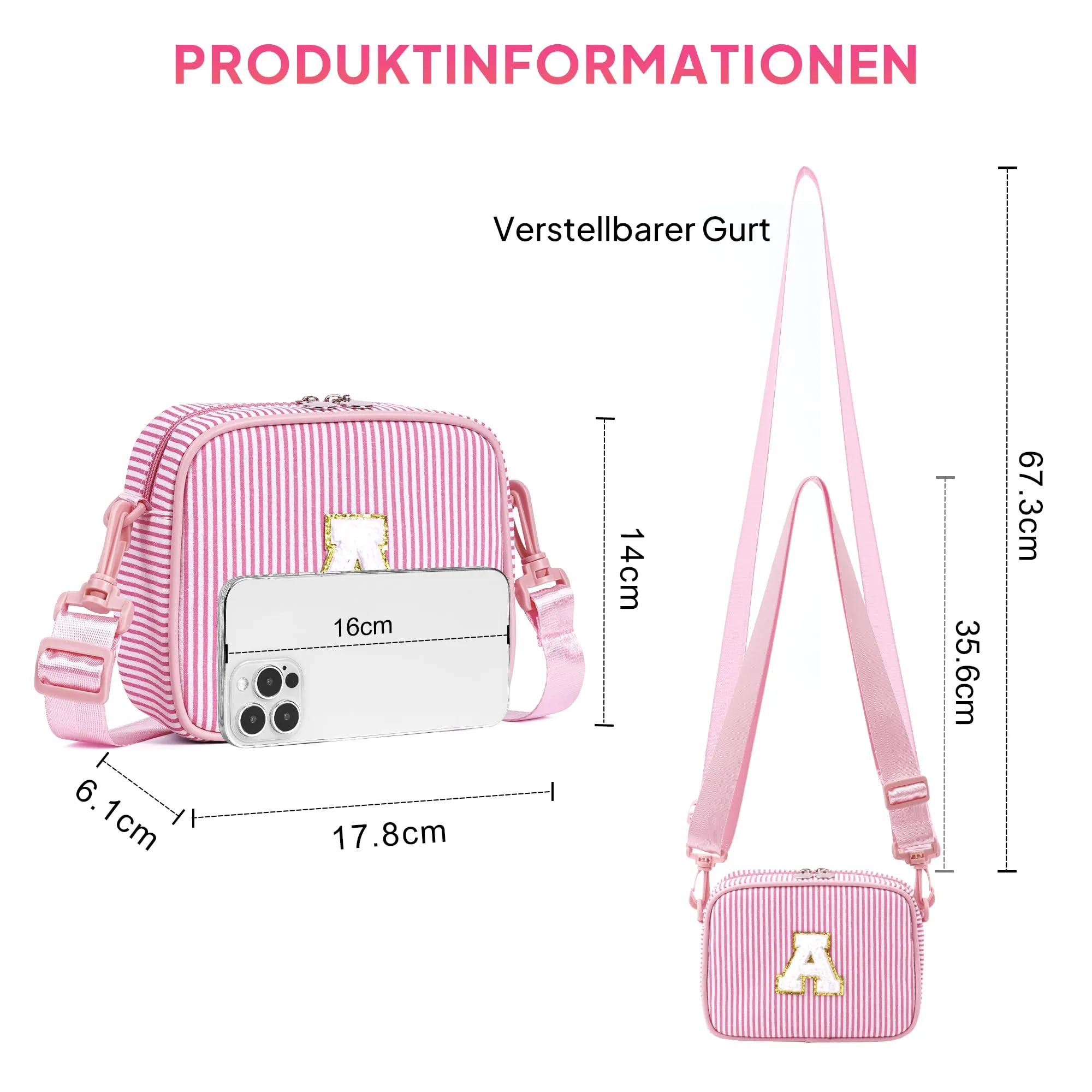 YOOLIFE Regali di compleanno 3 4 5 6 7 8 9 10 11 12 13 anni ragazza, borsa a tracolla iniziale borsa a tracolla borsa per telefono borse da viaggio borsa per ragazze regali personalizzati per ragazze - immagine 4