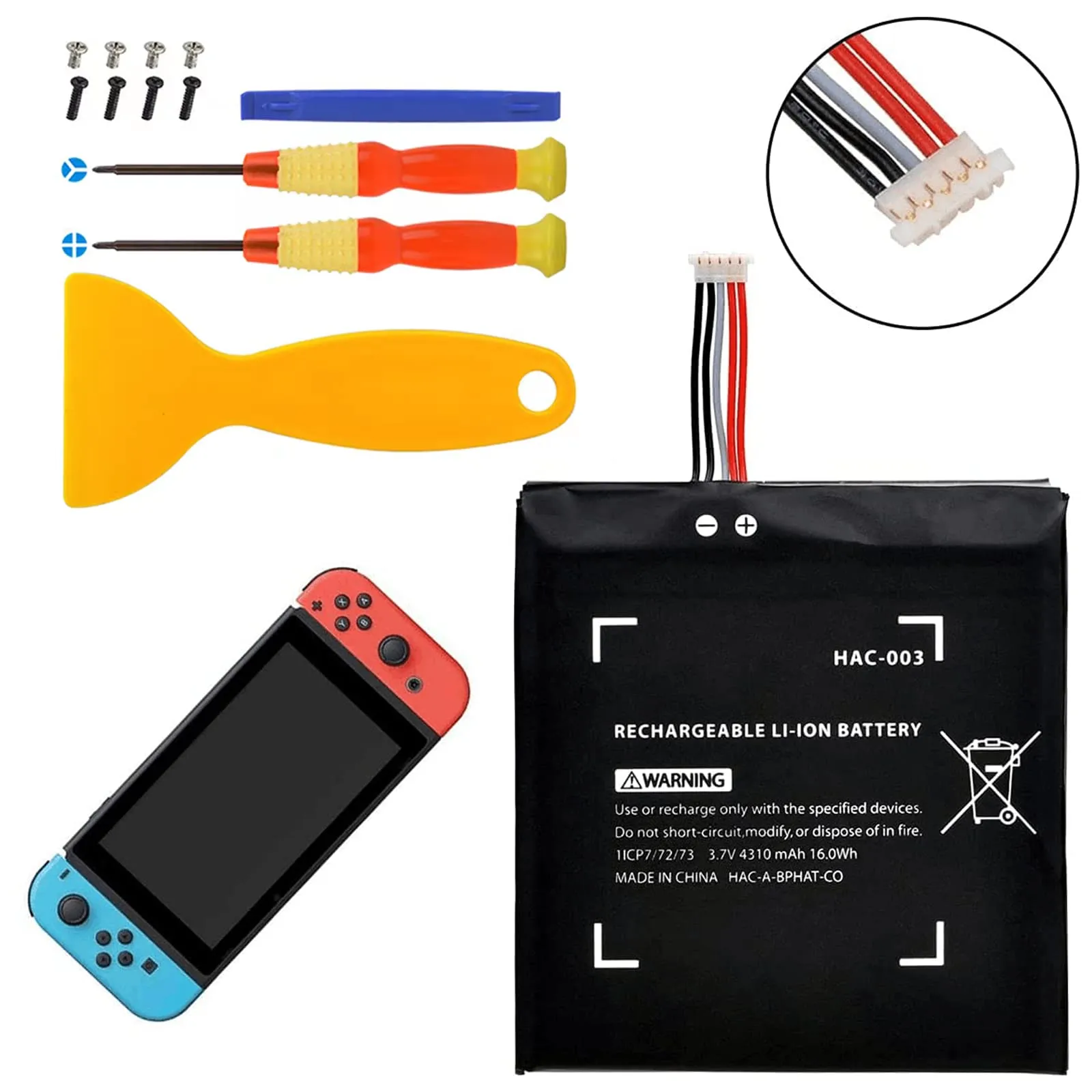 Pickle Power 4310mAh HAC-003 Batteria, Batteria di Ricambio per Nintendo Switch Console HAC-001 HAC-A-BPHAT-C0, HAC-S-JP/EU-C0 con kit di strumenti - immagine 2