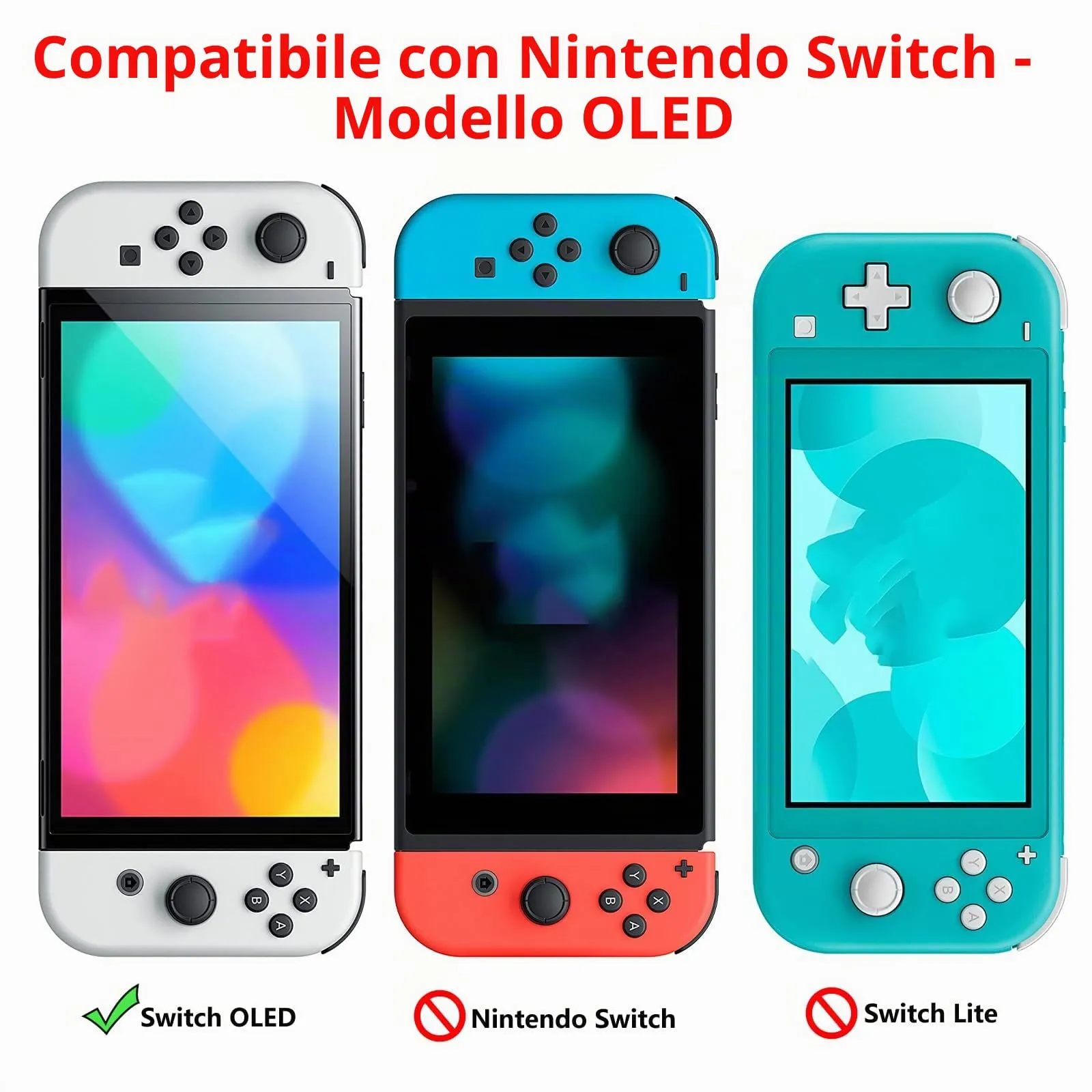 Teyomi® Custodia compatibile con Nintendo Switch OLED modello 2021, custodia Switch OLED trasparente, cover morbida per impugnatura Joy-Con in TPU e cover protettiva agganciabile per PC rigido - immagine 2