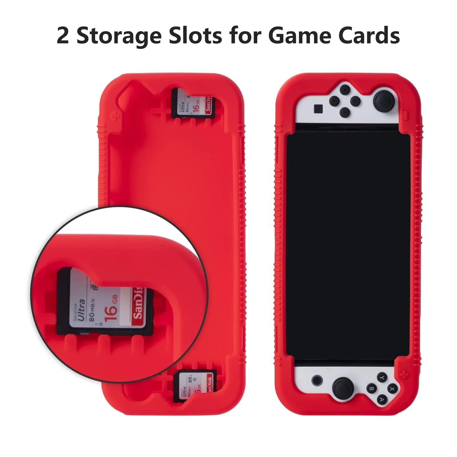 Teyomi Custodia in silicone per Nintendo Switch OLED con pellicola protettiva, colore: rosso - immagine 6