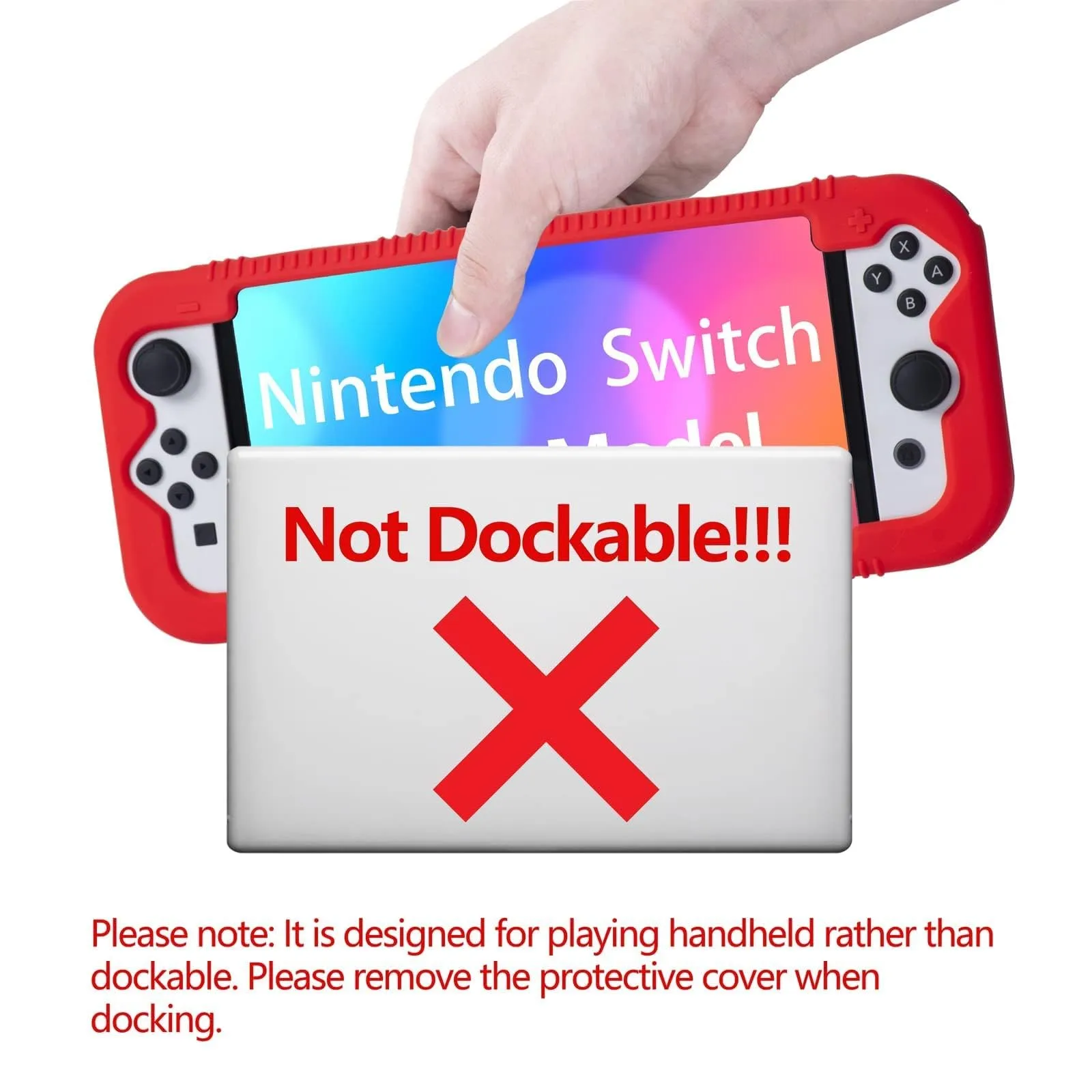 Teyomi Custodia in silicone per Nintendo Switch OLED con pellicola protettiva, colore: rosso - immagine 8