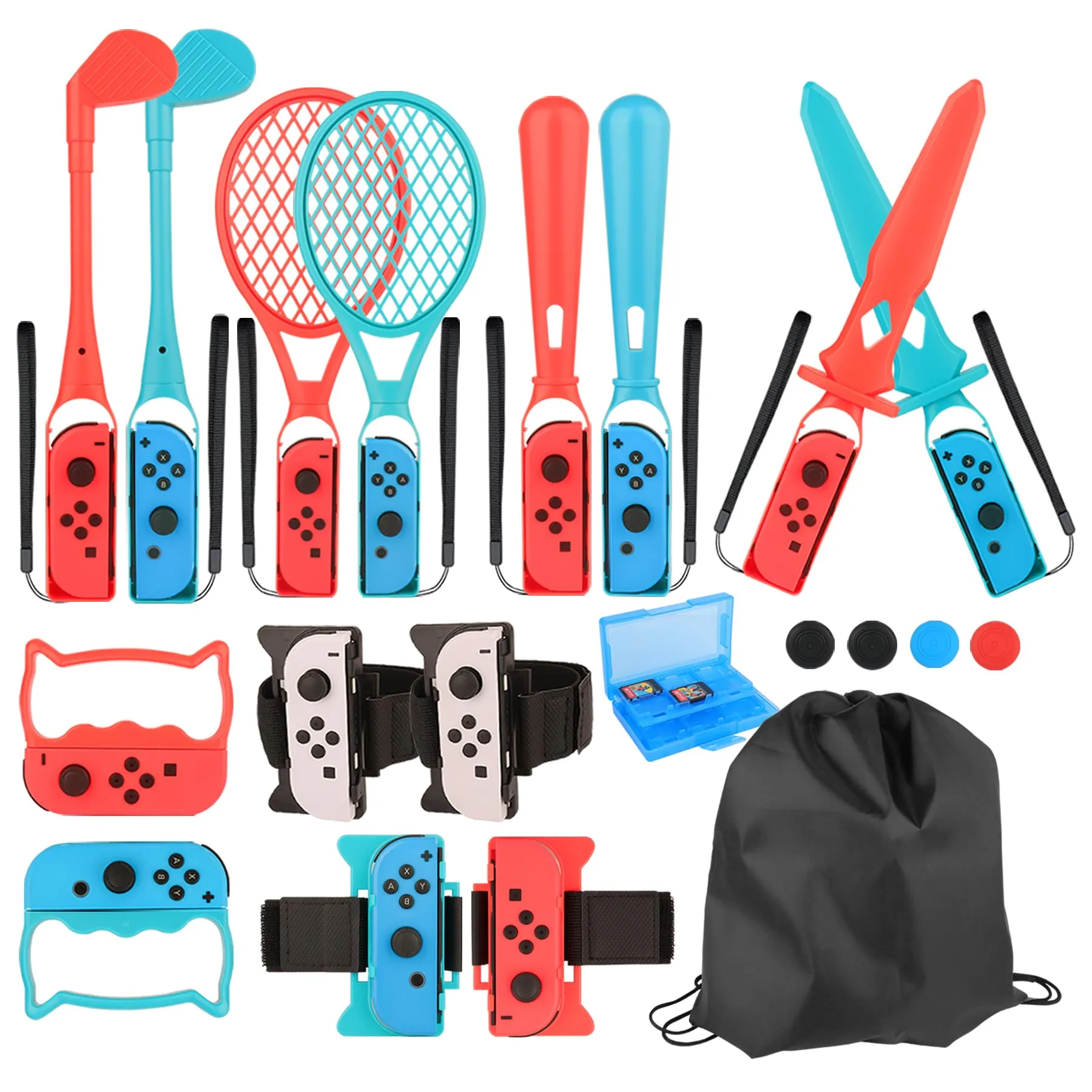 RTop 20 in 1 Kit di Accessori per Nintendo Switch Sports, Controller Joy-Con Grips, Pacchetto di Accessori per la Famiglia Compatibile con Switch/OLED - immagine 1