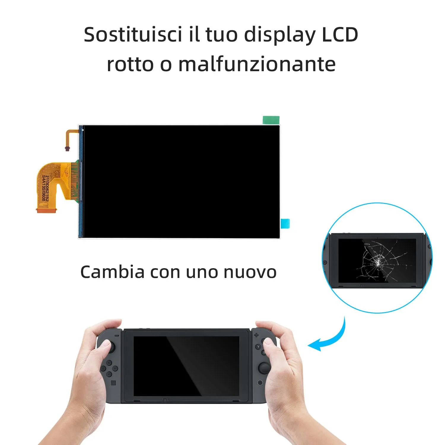 Wigearss Schermo LCD di Ricambio e Kit di Strumenti di Riparazione per Nintendo Switch - immagine 4