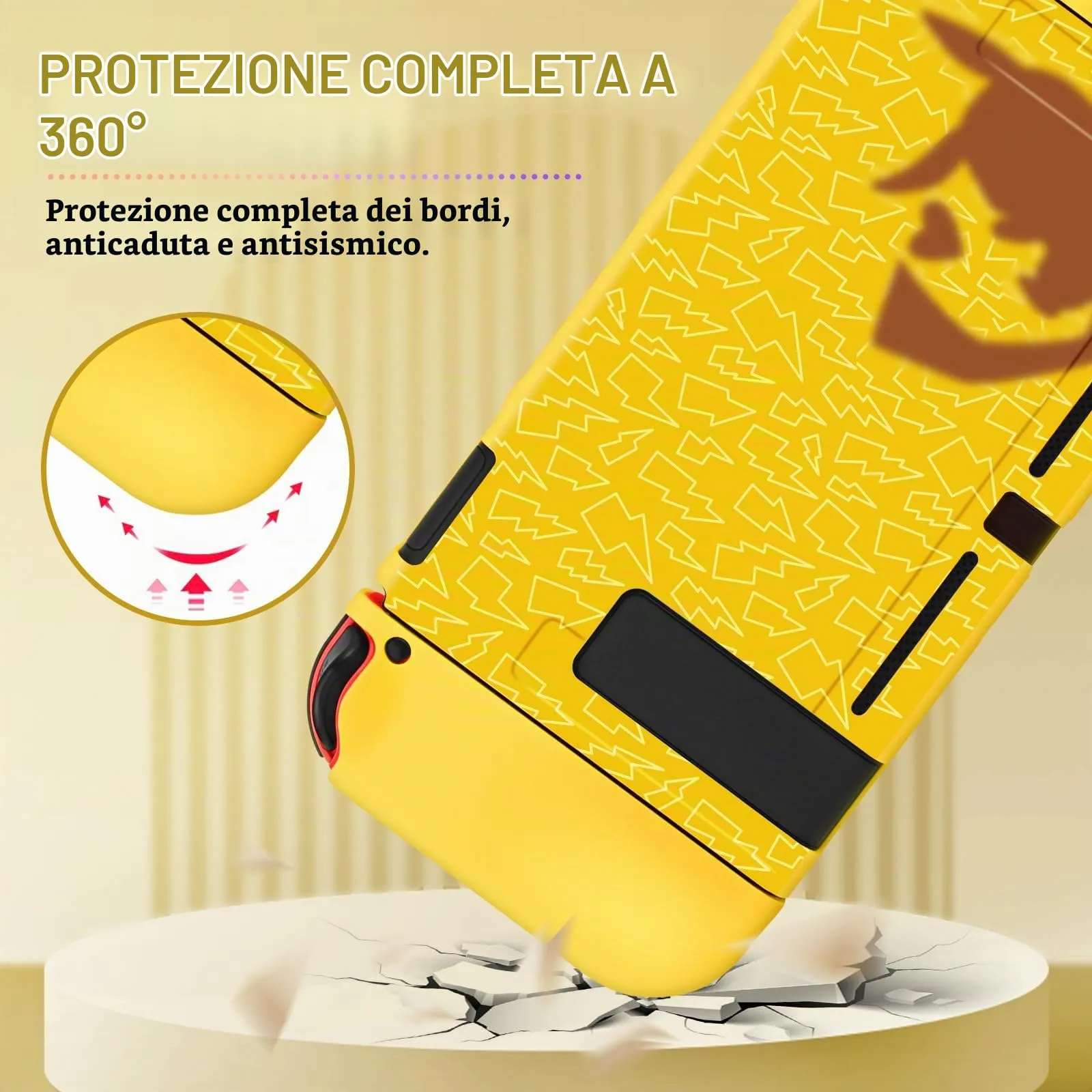 DLseego Custodia Compatibile con Switch 2017 Edition, Morbida Dockable Custodia Switch con 4 Copri levette analogiche, resistente ai graffi e all'assorbimento degli urti,Pika genio - immagine 2