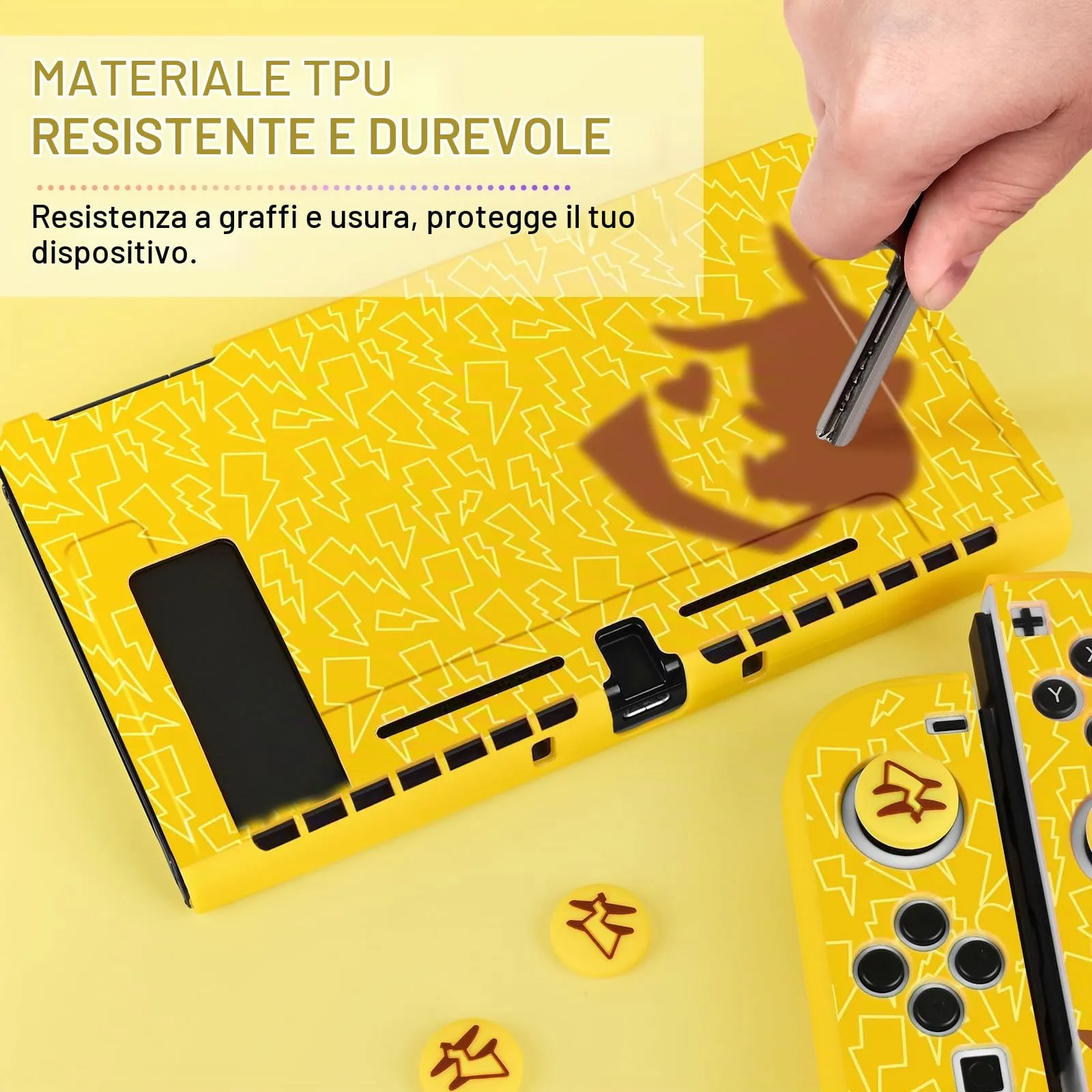 DLseego Custodia Compatibile con Switch 2017 Edition, Morbida Dockable Custodia Switch con 4 Copri levette analogiche, resistente ai graffi e all'assorbimento degli urti,Pika genio - immagine 5