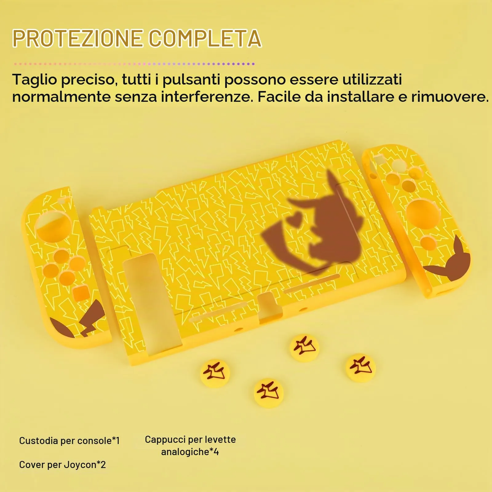 DLseego Custodia Compatibile con Switch 2017 Edition, Morbida Dockable Custodia Switch con 4 Copri levette analogiche, resistente ai graffi e all'assorbimento degli urti,Pika genio - immagine 7