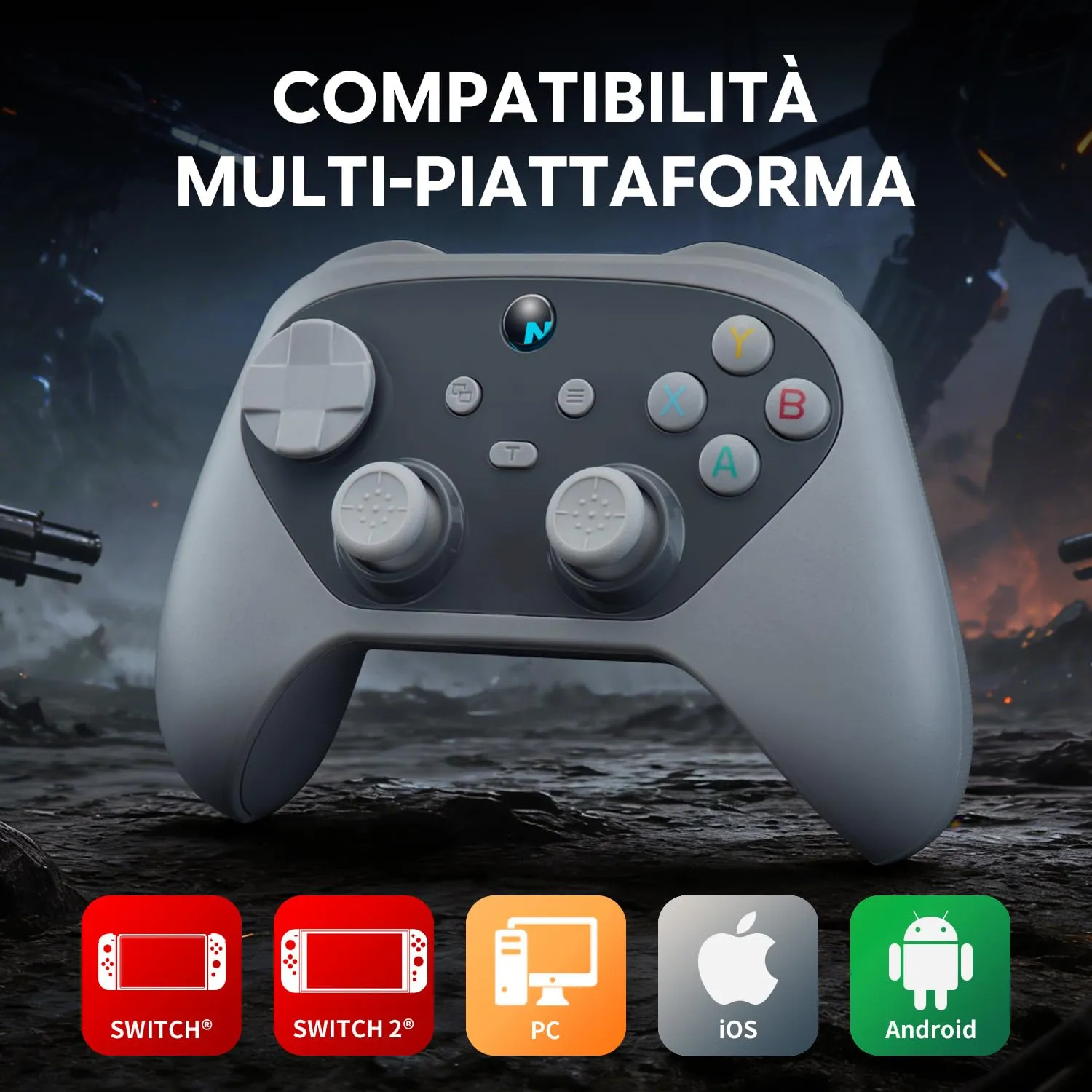 NITHO KARMA Controller Wireless per Switch, Switch 2, PC e Android - Grigio - immagine 2