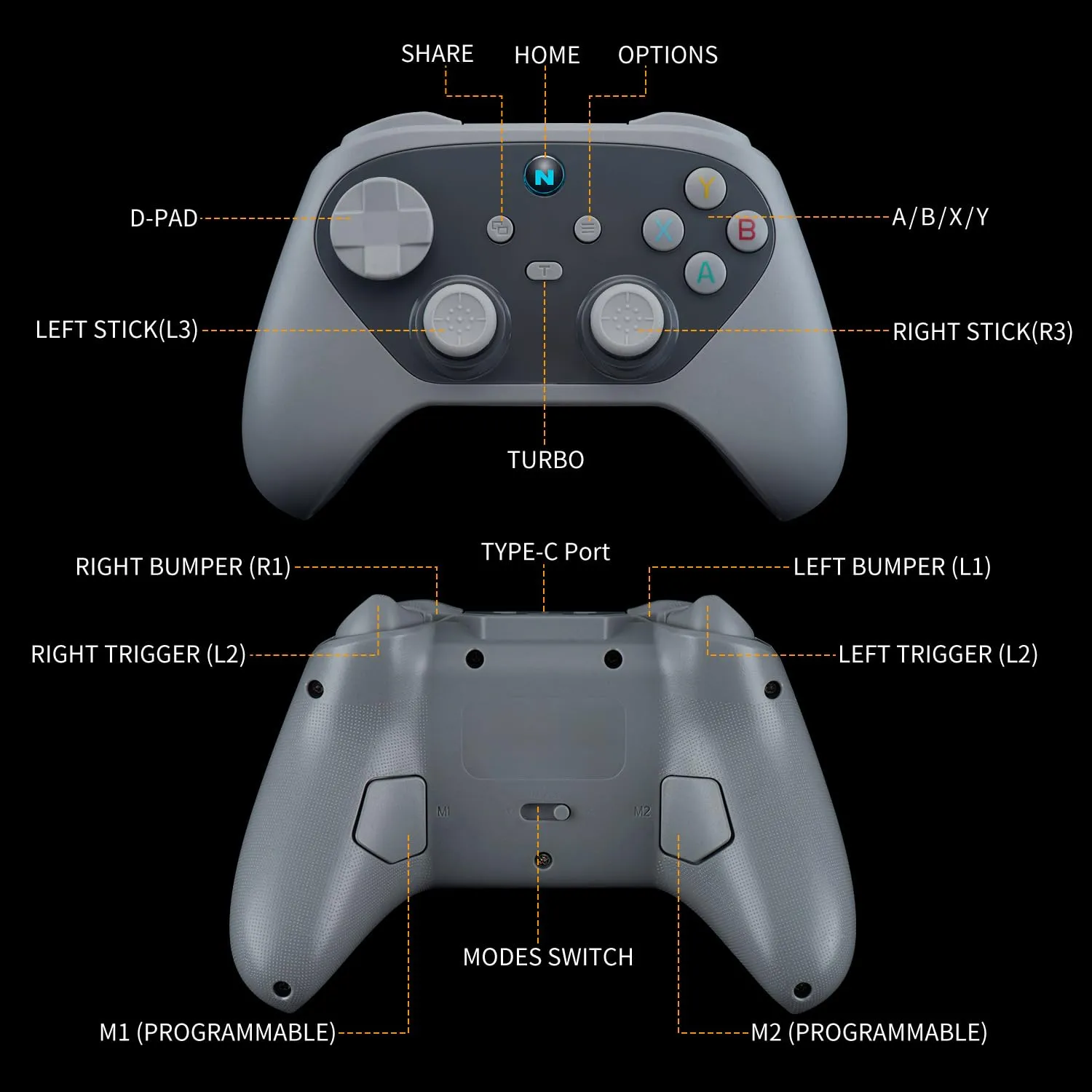 NITHO KARMA Controller Wireless per Switch, Switch 2, PC e Android - Grigio - immagine 10