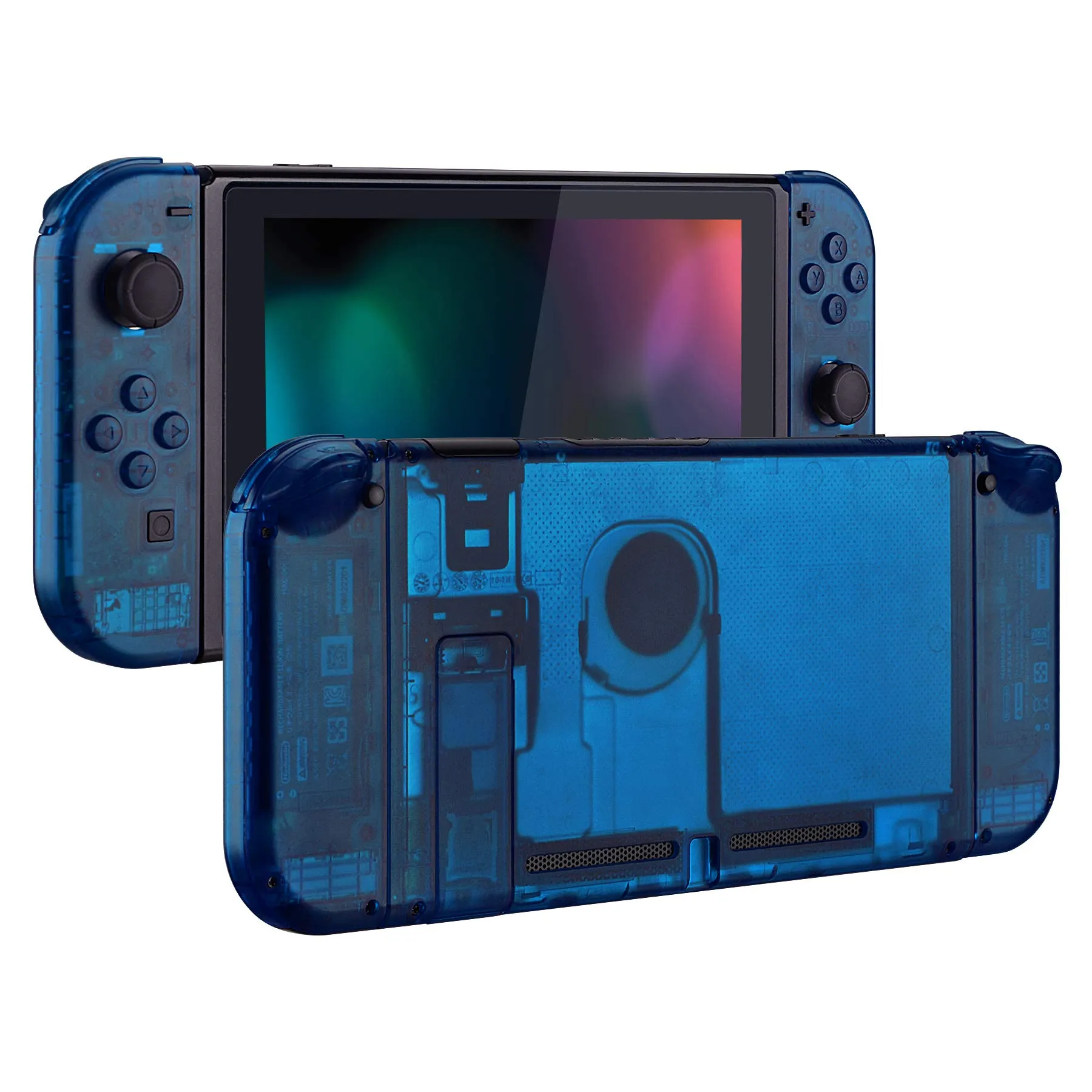 eXtremeRate Custodia Tasti Ricambio per Nintendo Switch,Cover Scocca Pulsanti Kit DIY per Joycon,Senza Controller e Console-Trasparente Blu - immagine 1
