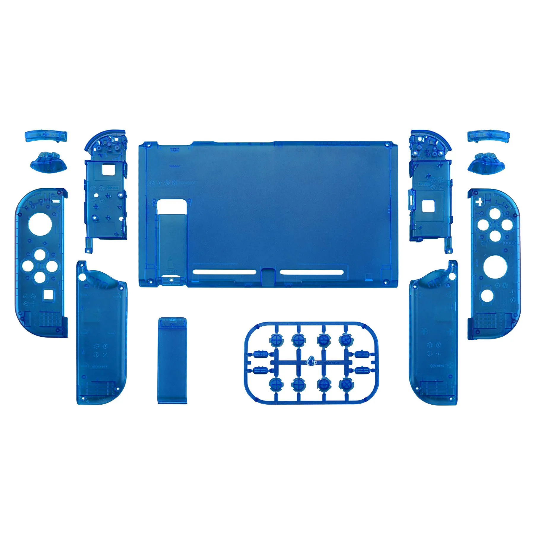 eXtremeRate Custodia Tasti Ricambio per Nintendo Switch,Cover Scocca Pulsanti Kit DIY per Joycon,Senza Controller e Console-Trasparente Blu - immagine 2