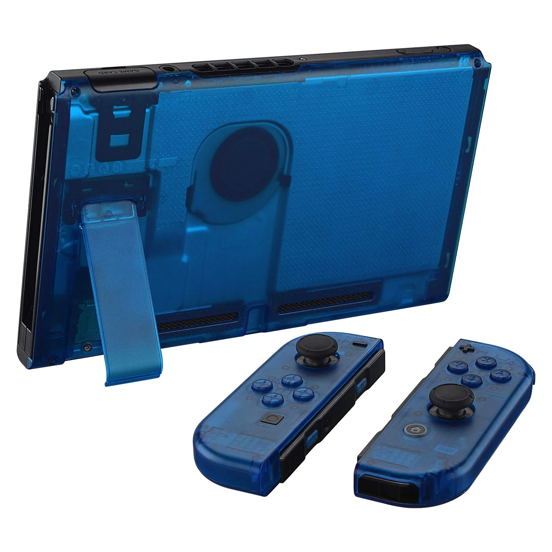 eXtremeRate Custodia Tasti Ricambio per Nintendo Switch,Cover Scocca Pulsanti Kit DIY per Joycon,Senza Controller e Console-Trasparente Blu - immagine 4
