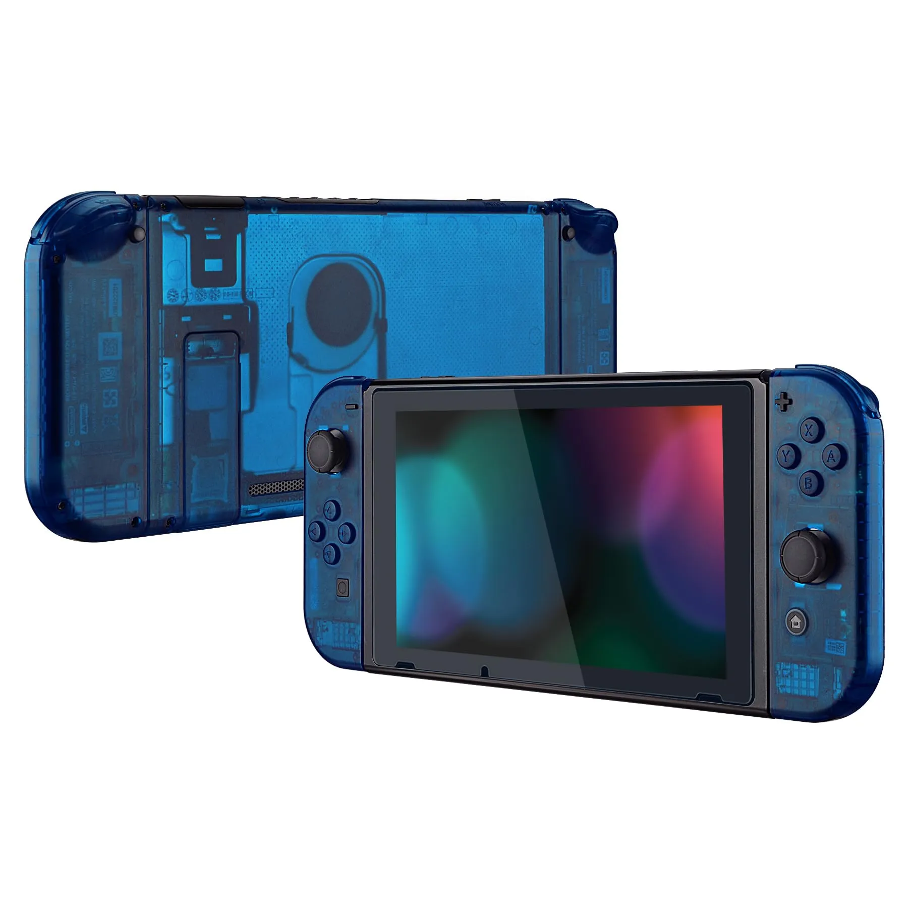 eXtremeRate Custodia Tasti Ricambio per Nintendo Switch,Cover Scocca Pulsanti Kit DIY per Joycon,Senza Controller e Console-Trasparente Blu - immagine 5