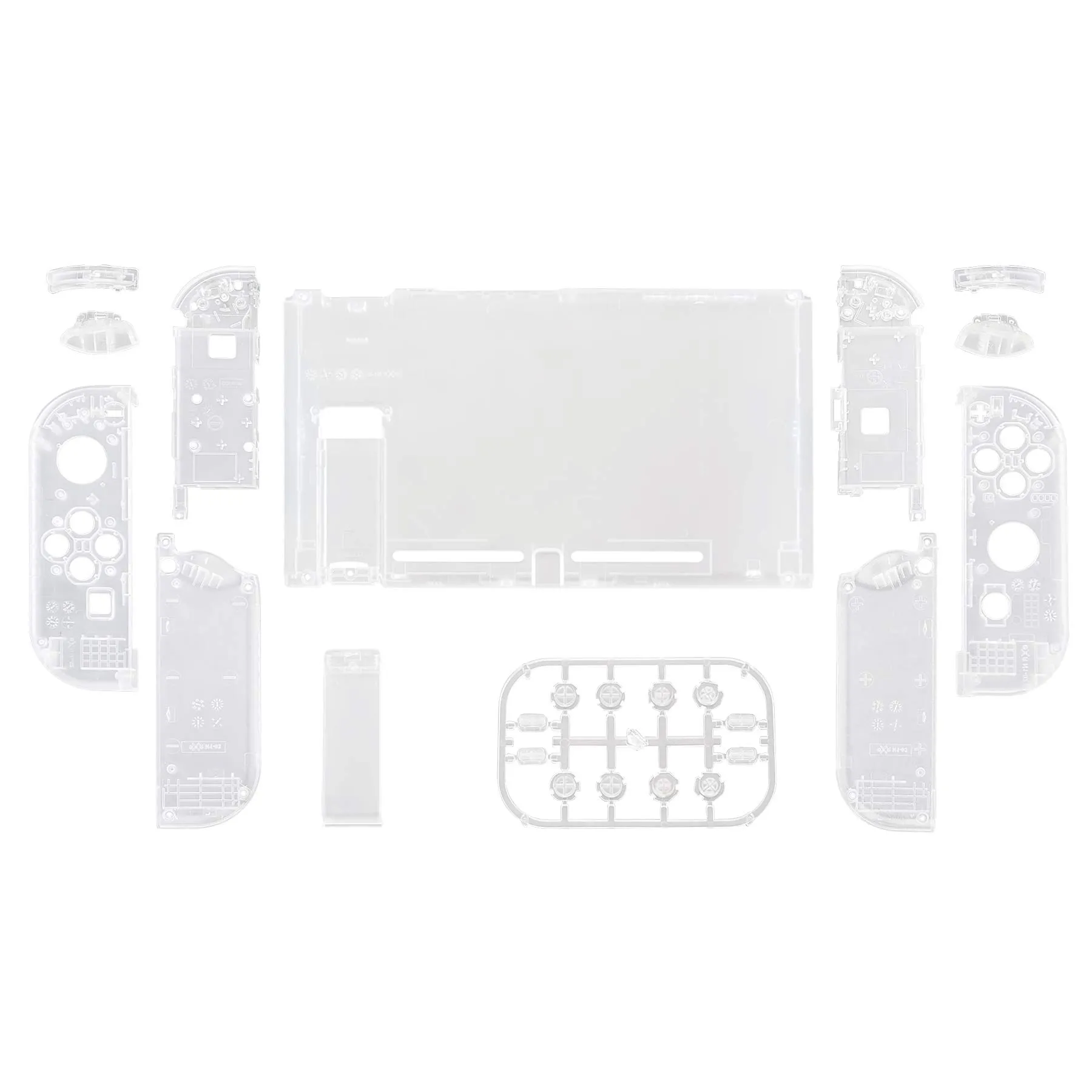 eXtremeRate Custodia Tasti Ricambio per Nintendo Switch,Cover Scocca Pulsanti Kit DIY per Joycon,Senza Controller e Console-Trasparente Chiaro - immagine 1