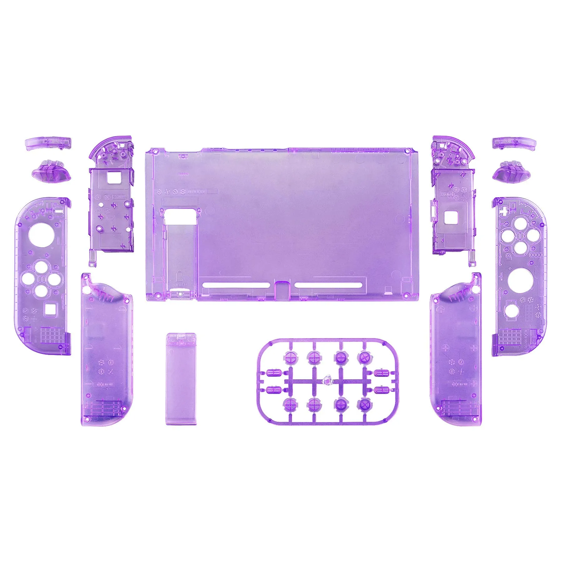 eXtremeRate Custodia Tasti Ricambio per Nintendo Switch,Cover Scocca Pulsanti Kit DIY per Joycon,Senza Controller e Console-Trasparente Viola Atomico - immagine 2